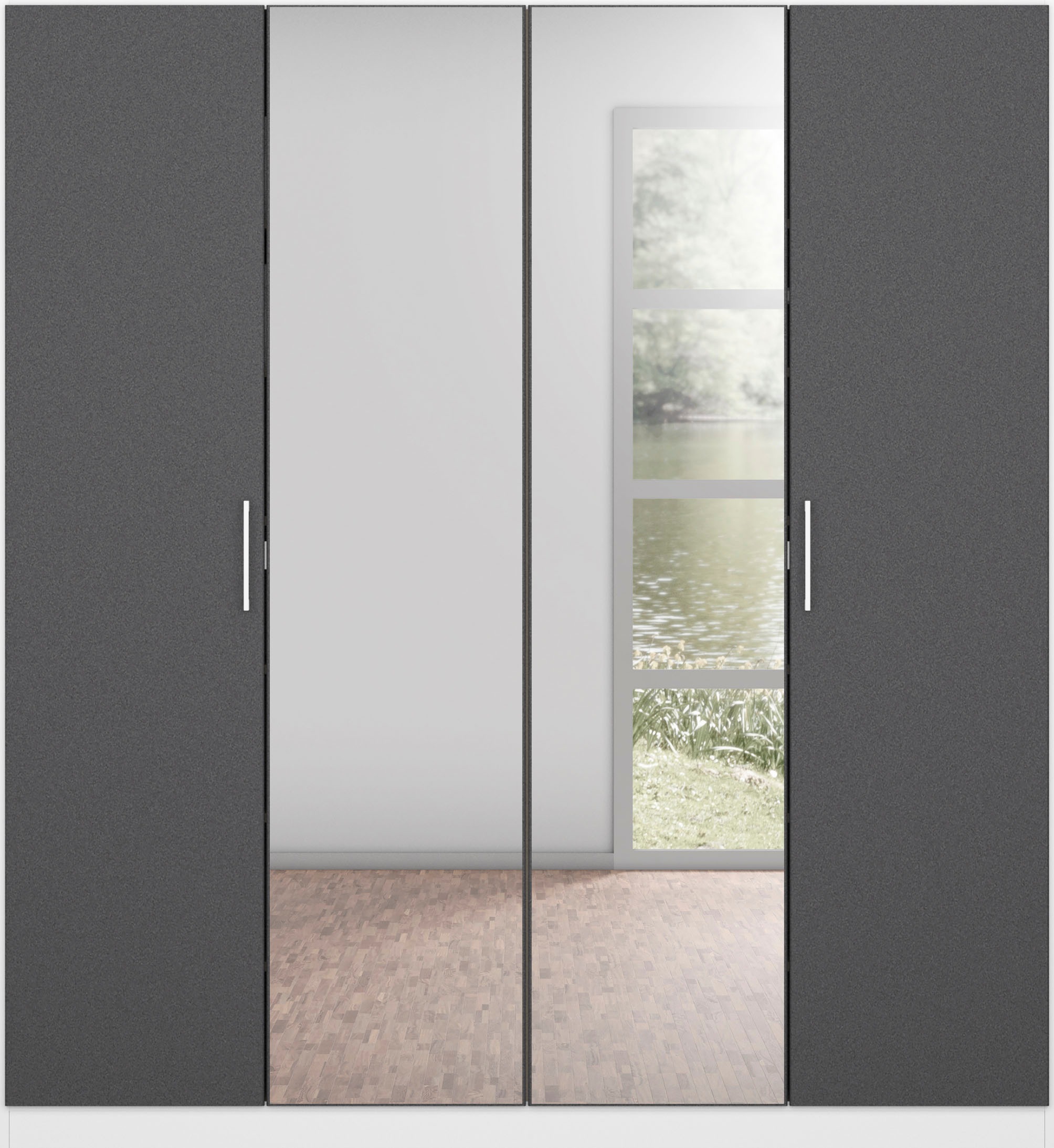 rauch Drehtürenschrank »Kleiderschrank Schrank Garderobe Wäscheschrank COSMO«, mit zusätzlichen Einlegeböden, Metallgriffe in Weiß MADE IN GERMANY