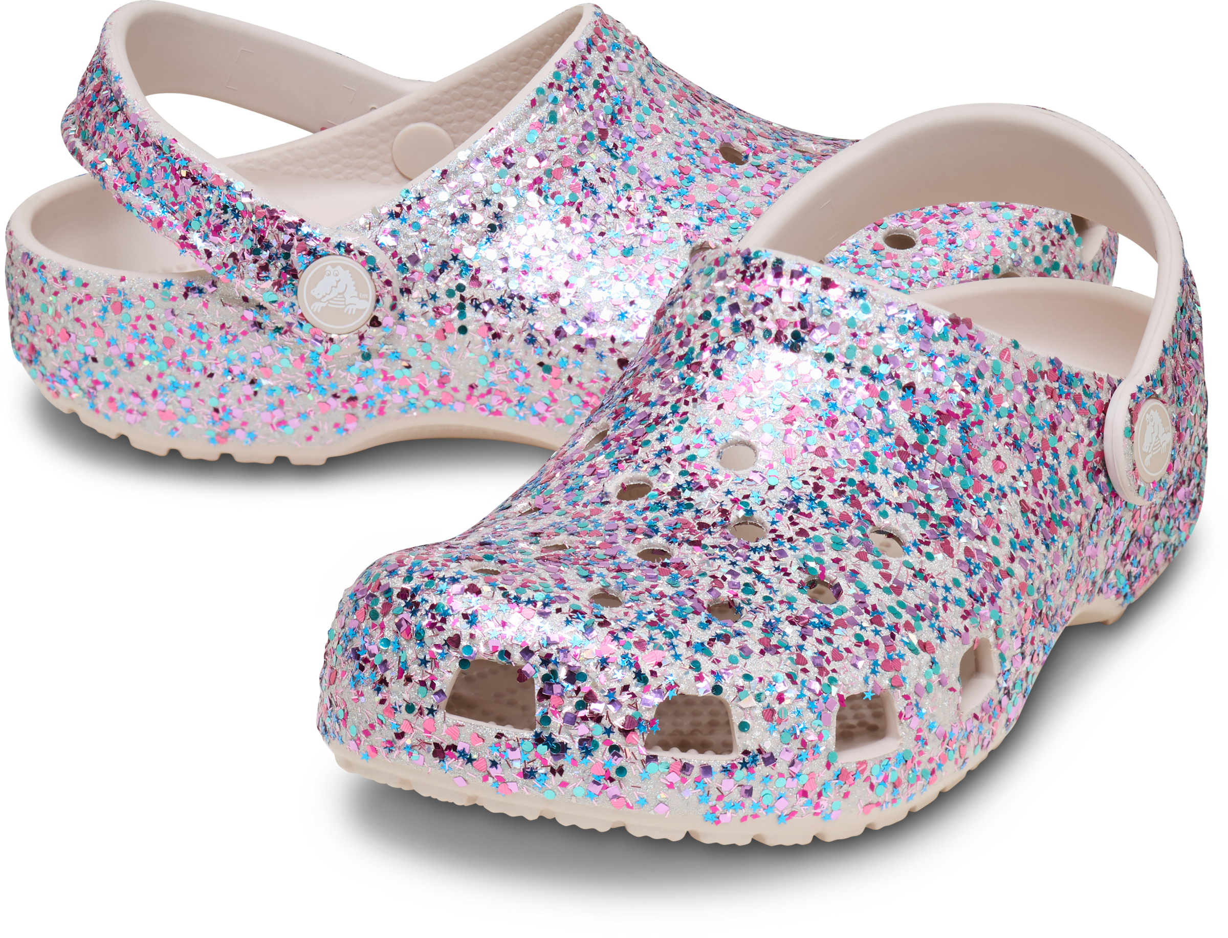 Crocs Clog »Classic Fleece Lined Clog K«  Schlupfschuh, Hausschuh mit schwenkbarem Fersenriemen, Glitter-Optik