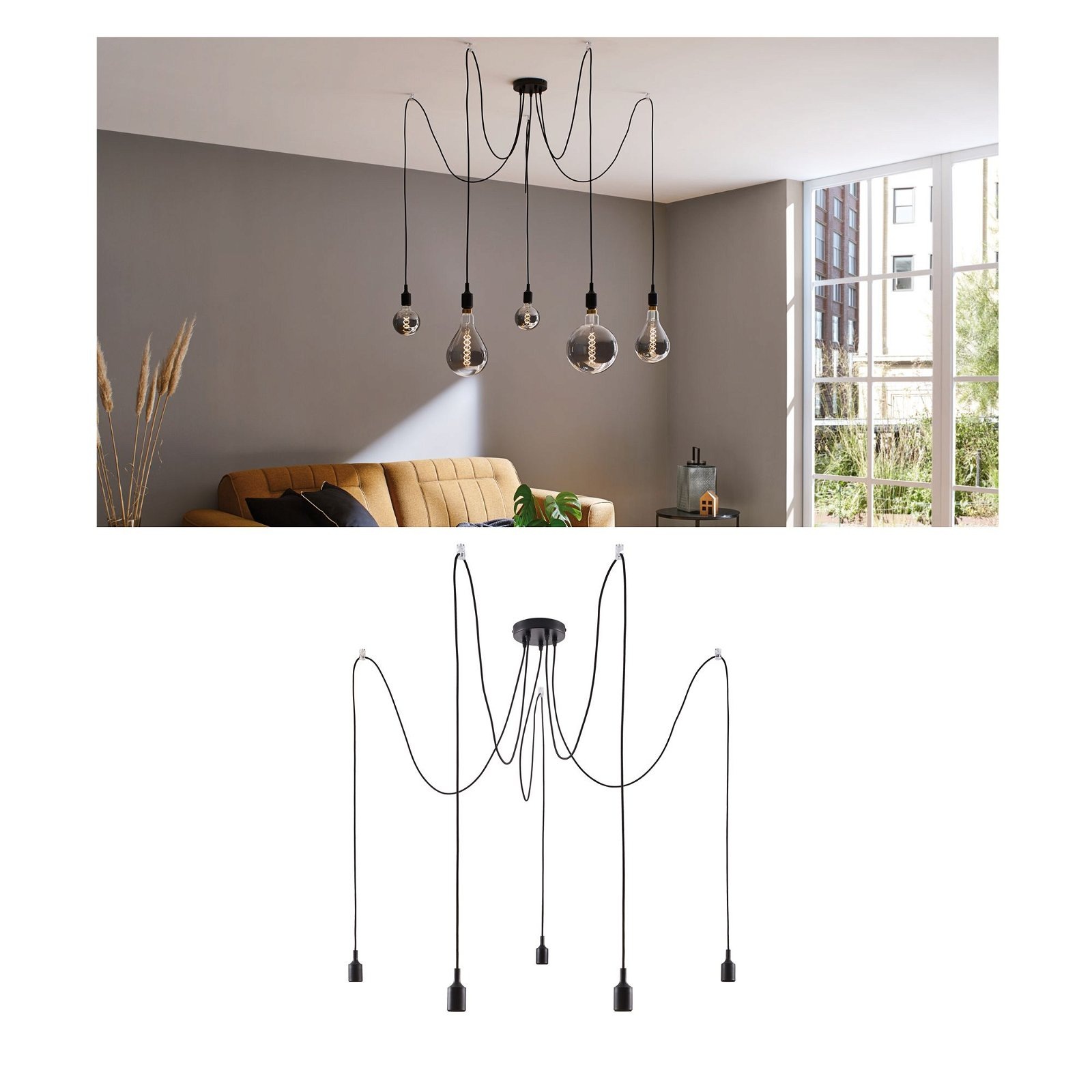 Paulmann Pendelleuchte »Neordic Ketil max.5x60W Schwarz 230V Silikon/Metall günstig online kaufen