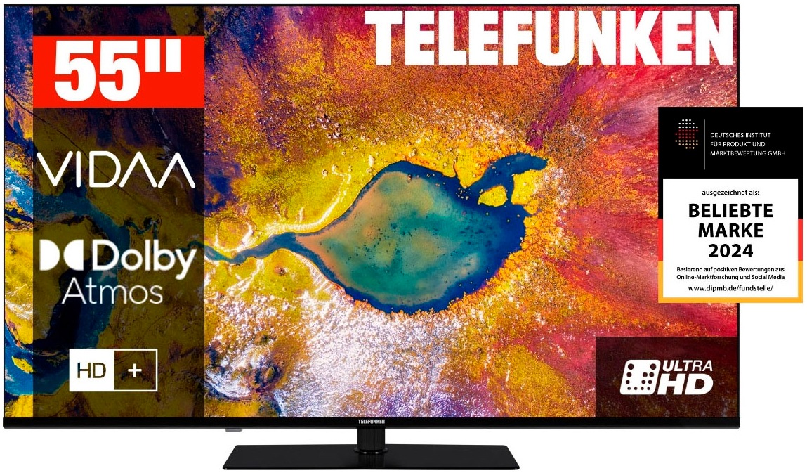 TELEFUNKEN LED-Fernseher »D55U975M8CWI« 139 cm/55 ′′ Smart-TV schwarz Erleben Sie Dolby Atmos: Tauchen Sie ein in einen beeindruckenden...