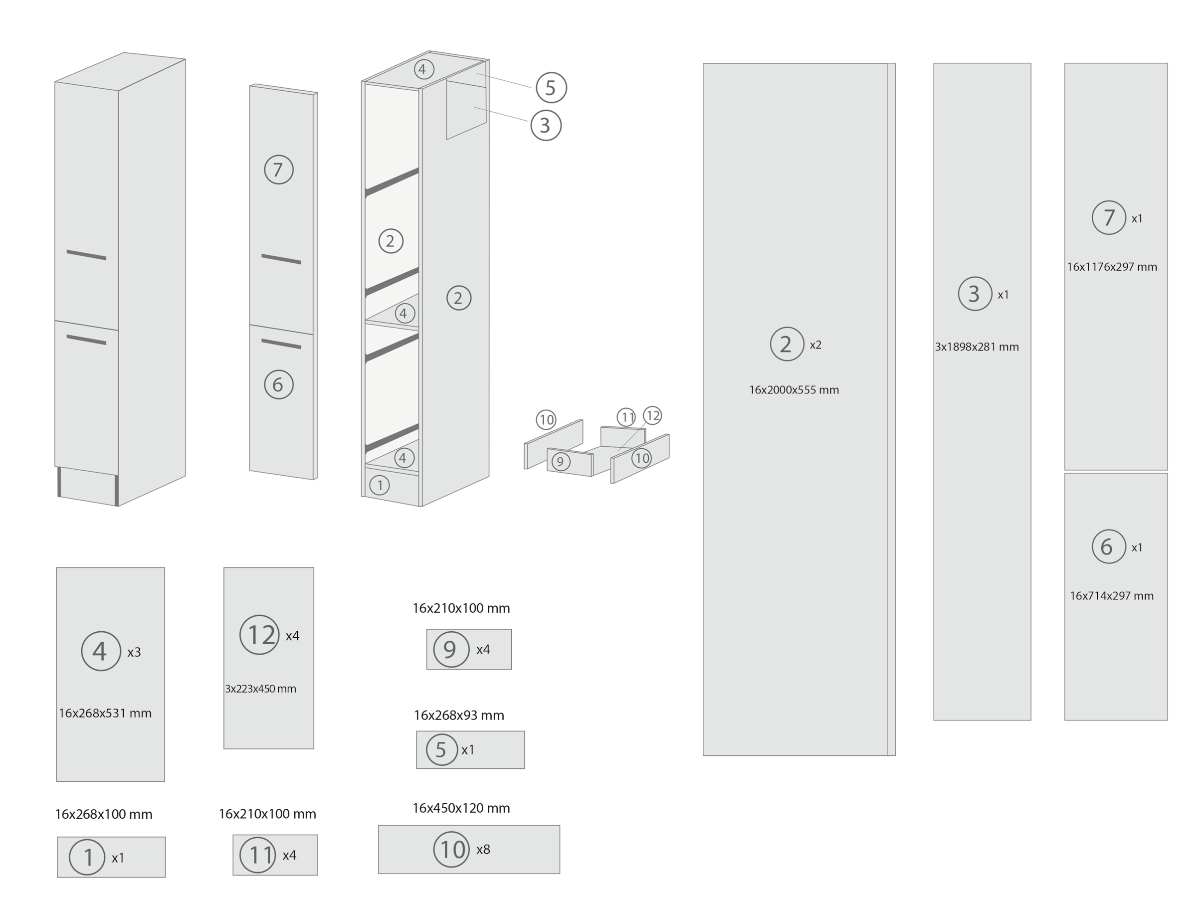 RESPEKTA Apothekerschrank »Merle« Breite 30 cm, Metallstangengriffe, Höhe 200 cm