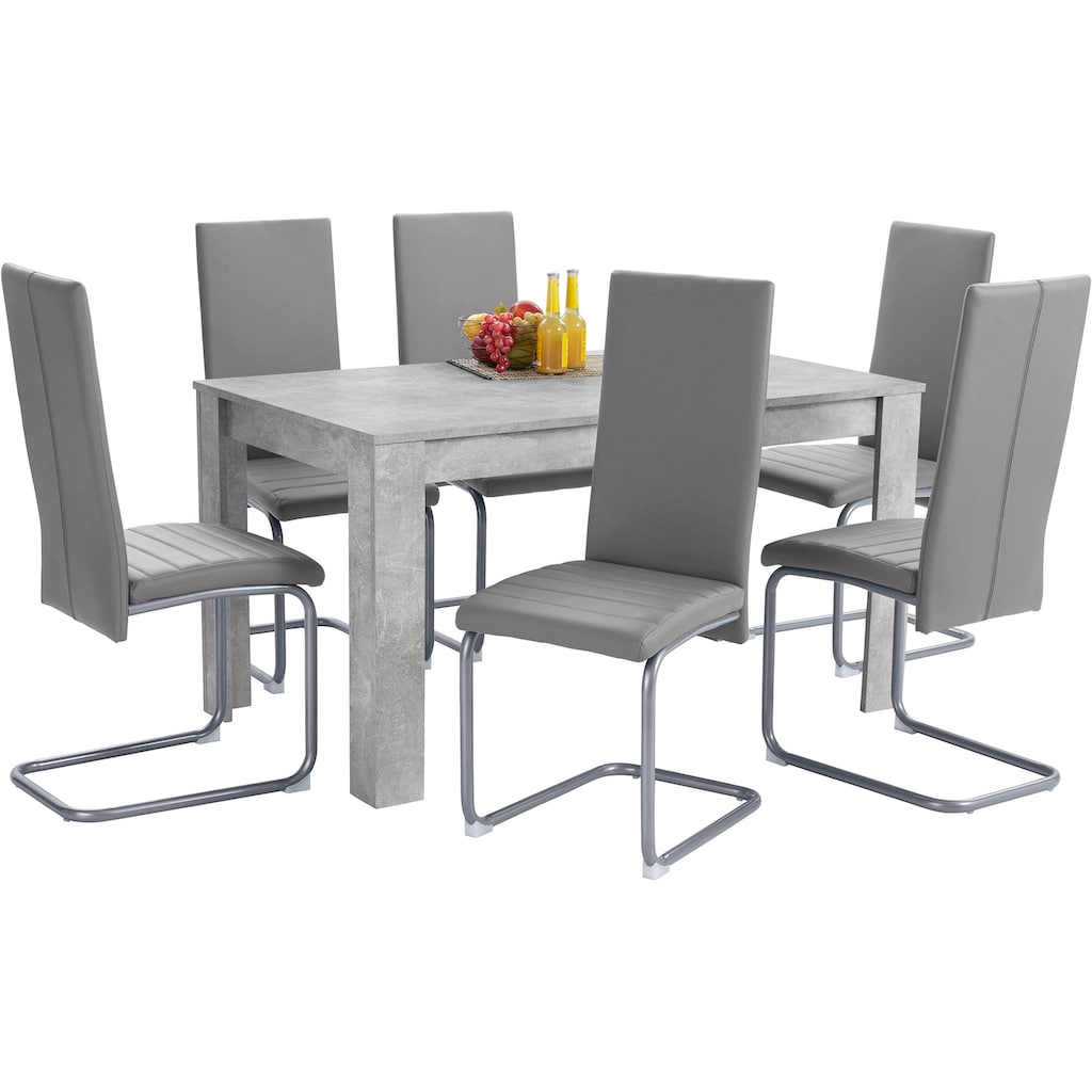 Homexperts Essgruppe »Nitro«, (Set, 7 tlg.), Tisch - Breite 140 cm + 6 Stühle