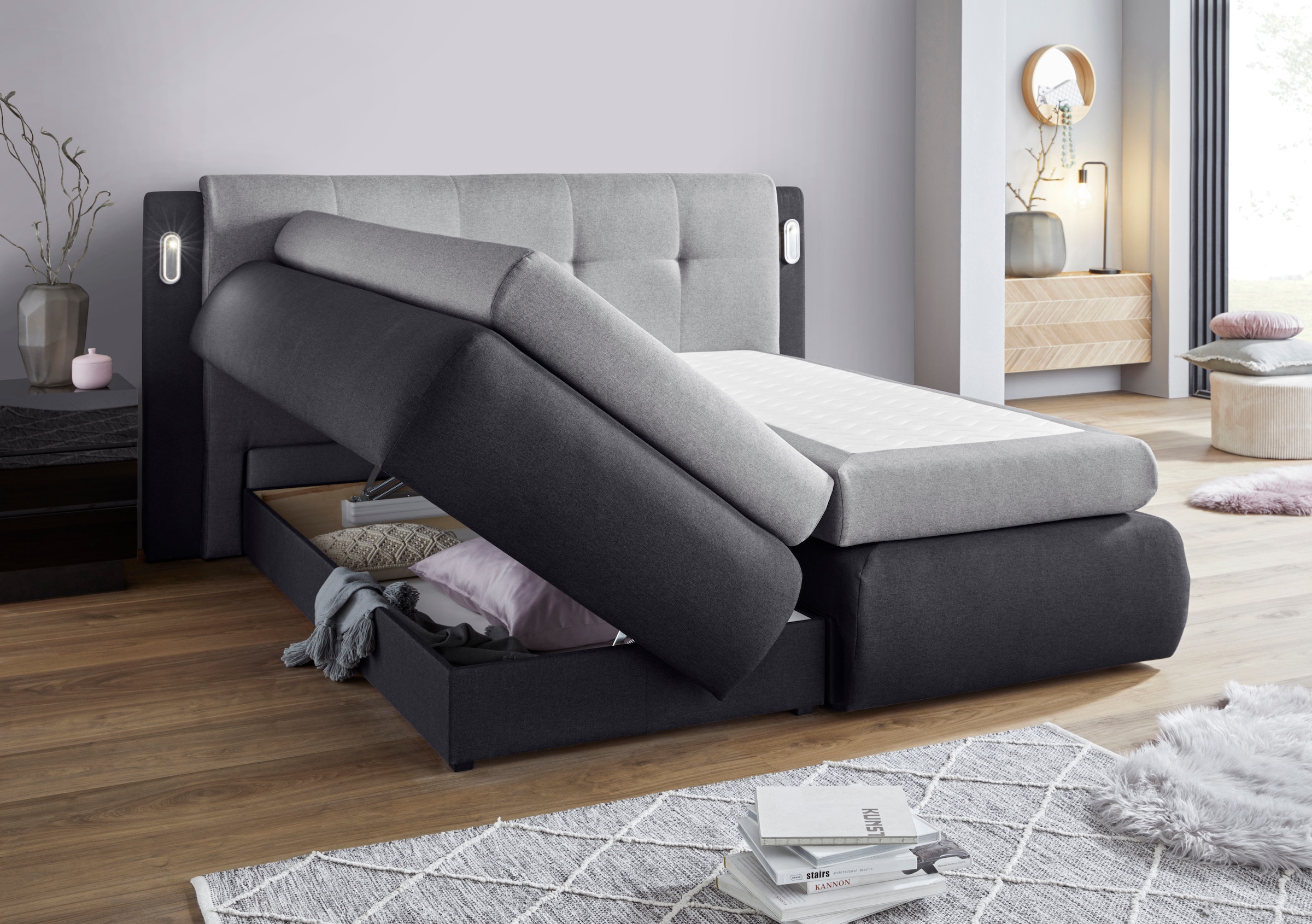 9. Bild von COLLECTION AB Boxspringbett »Borna«, inklusive Bettkasten, LED-Beleuchtung und Topper