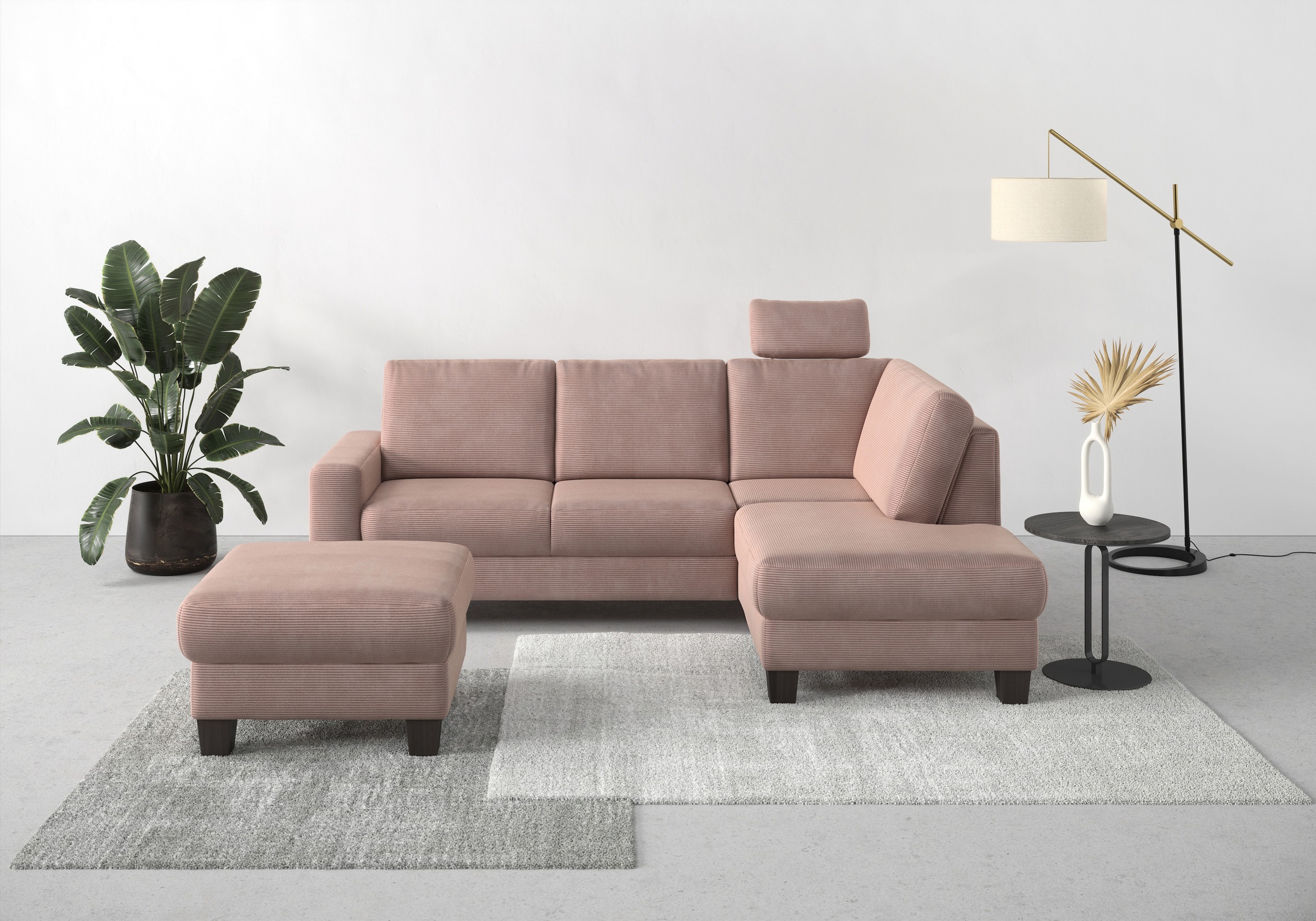 Home affaire Ecksofa »Summer L-Form«, mit Ottomane, mit oder ohne Bettfunktion und Bettkasten, Cord-Bezug
