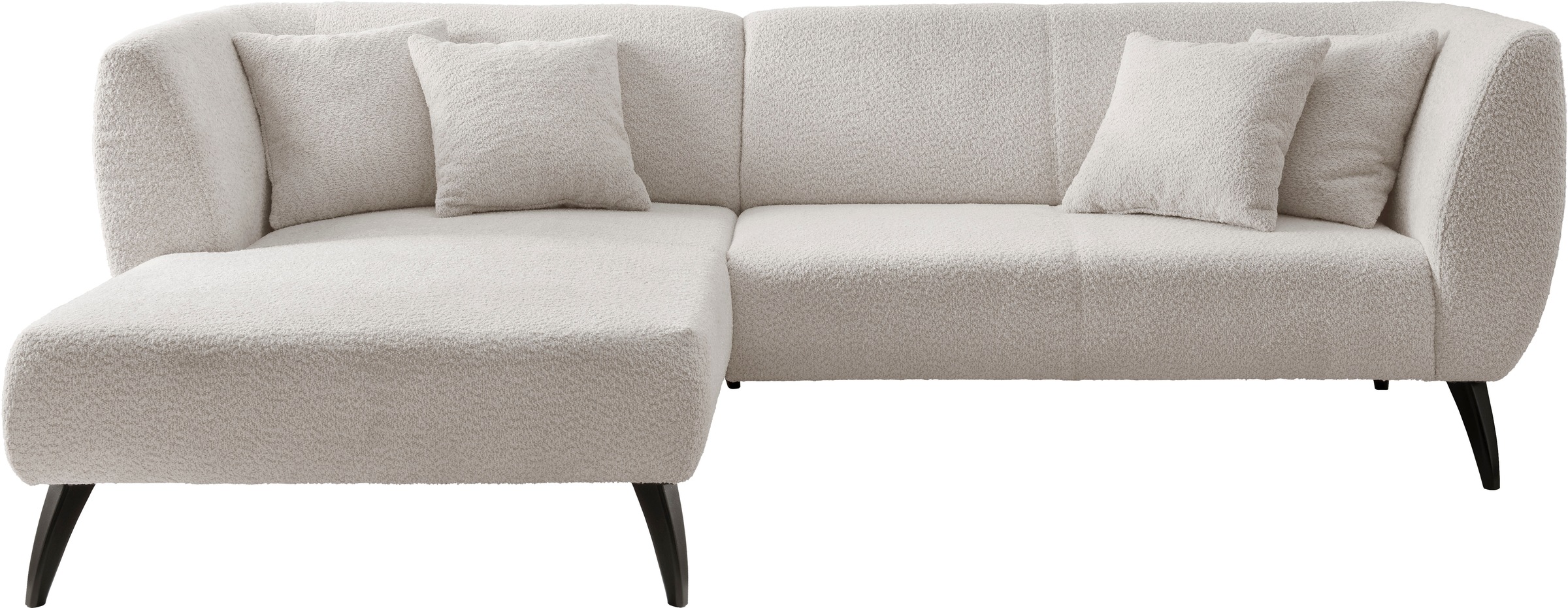 INOSIGN Ecksofa »Colori L-Form«, Holzfußfarbe wählbar, inkl. 4x Zierkissen
