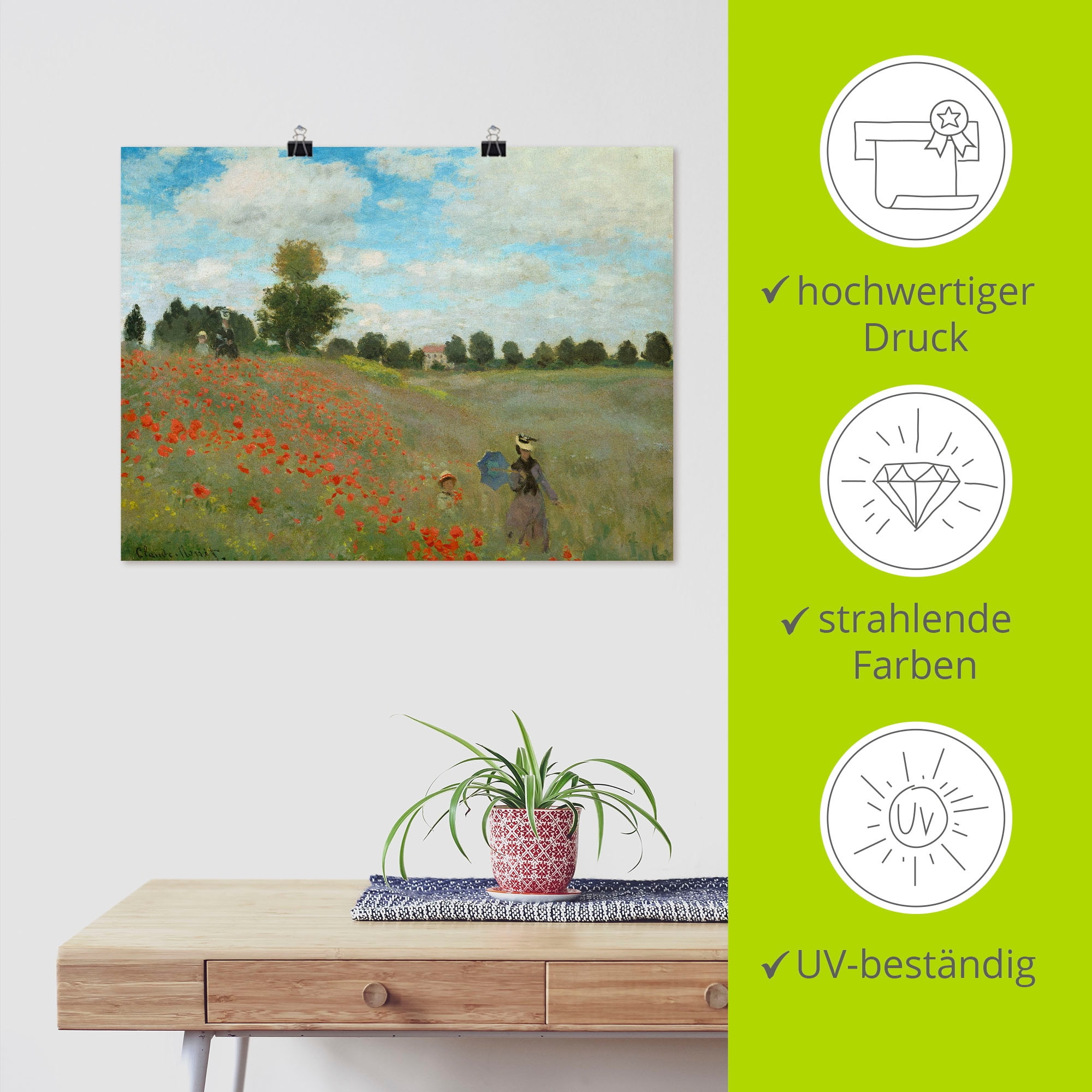 Artland Wandbild »Mohnfeld bei Argenteuil. 1873«, Blumen, (1 St.), als Leinwandbild, Poster, Wandaufkleber in verschied. Größen
