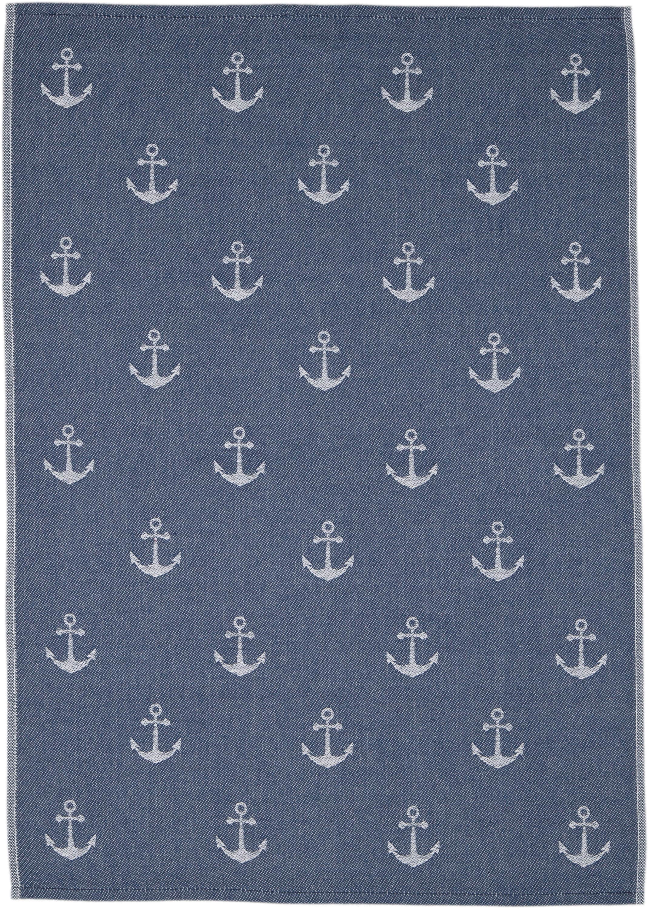 ROSS Geschirrtuch »Maritim - allover Anker«, (Set, 3 tlg.), Motivtuch, aus 100% Baumwolle