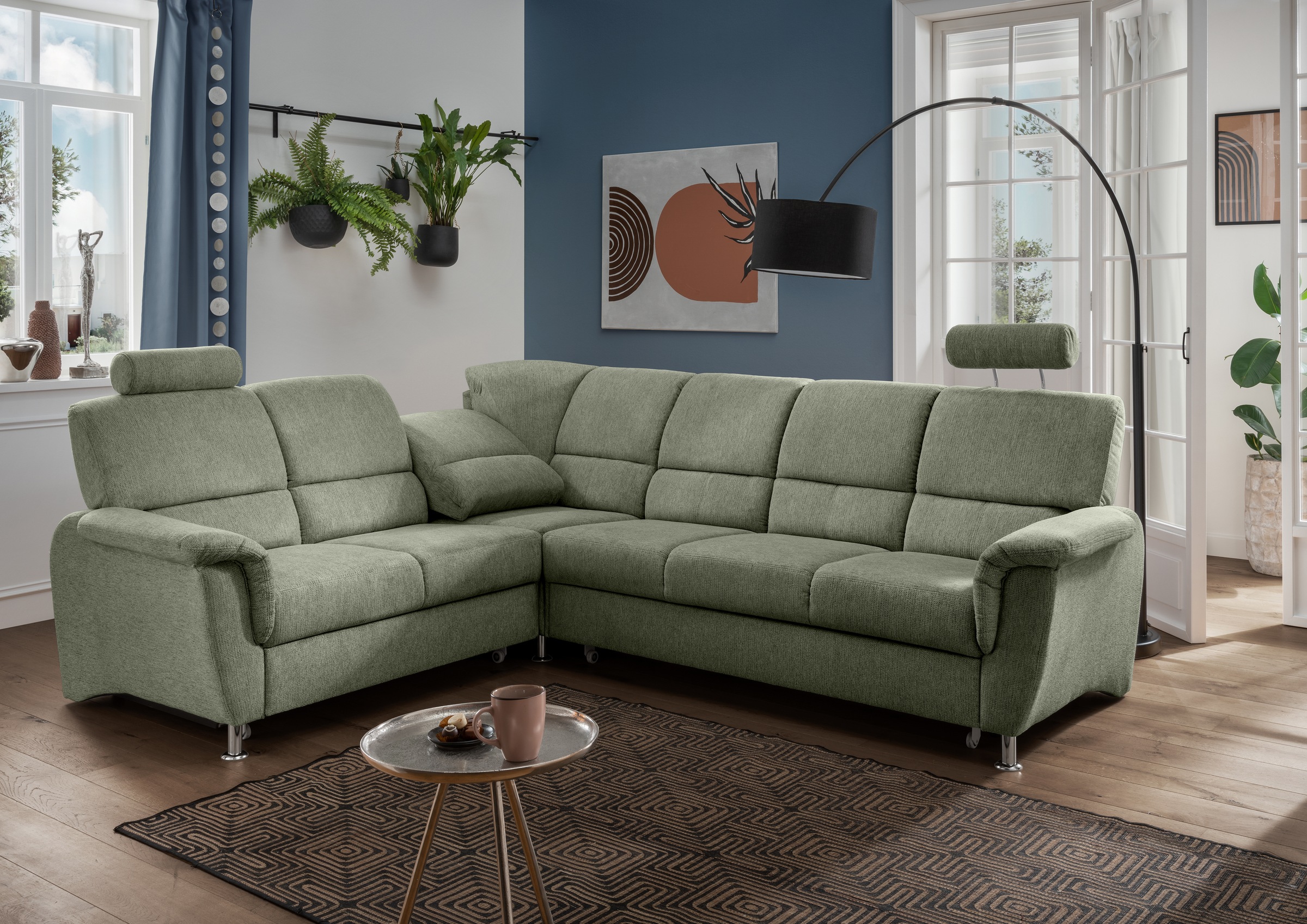 Home affaire Ecksofa »Pisa L-Form, mit Schlaffunktion, Stauraum, 2x höhenve günstig online kaufen