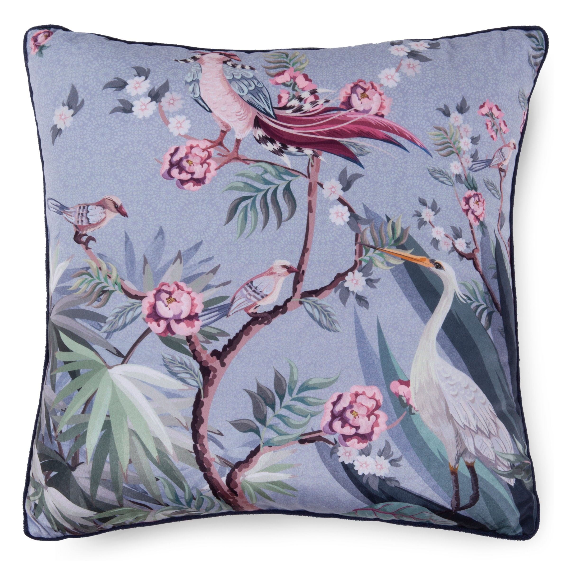 Descanso Dekokissen »Sarenza«, Mit Füllung, 1 Stück, Biese, 48x48, Wendeoptik, Weich, Blumen, Grau