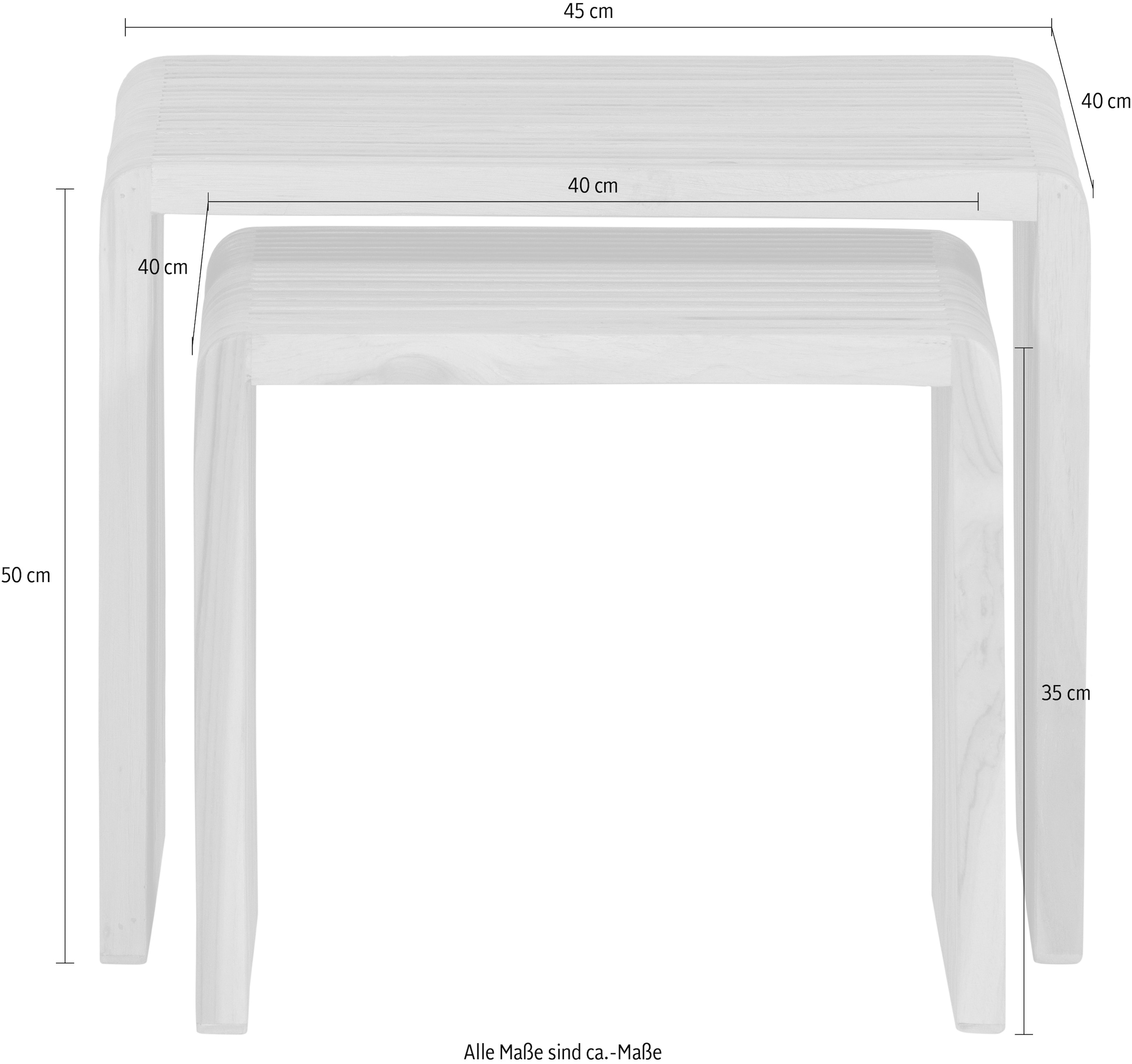 WOOOD Beistelltisch »Jasmijn aus recyceltem Teakholz als 2er-Set B 50 x T 45 x H 41 cm« Set, 2 Stk. tlg. 2er-Set, pflegeleichte Oberfläche, ausschließlich Innenbereich
