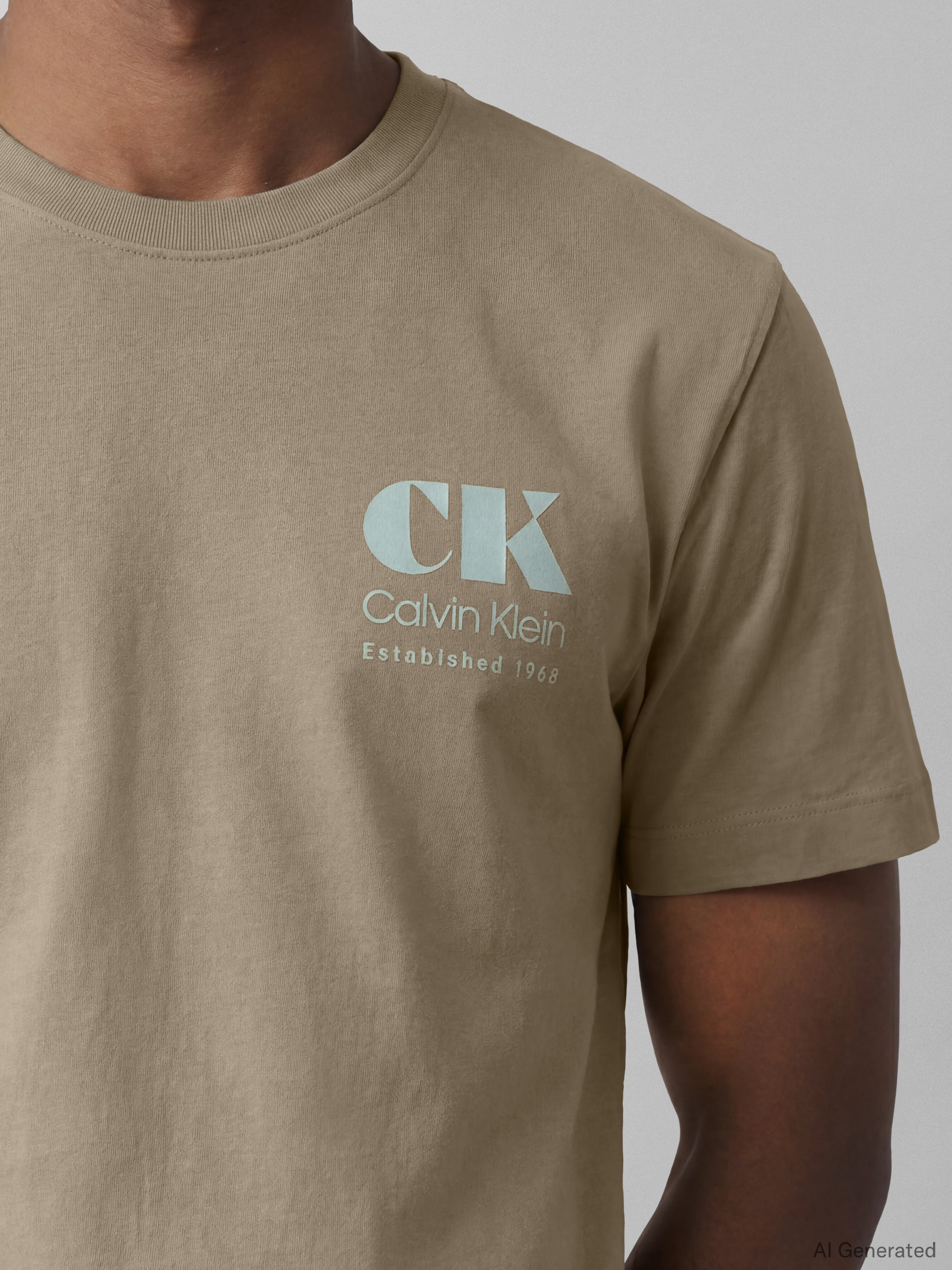 Calvin Klein Jeans T-Shirt Rundhalsausschnitt, reine Baumwolle, großer Rückendruck