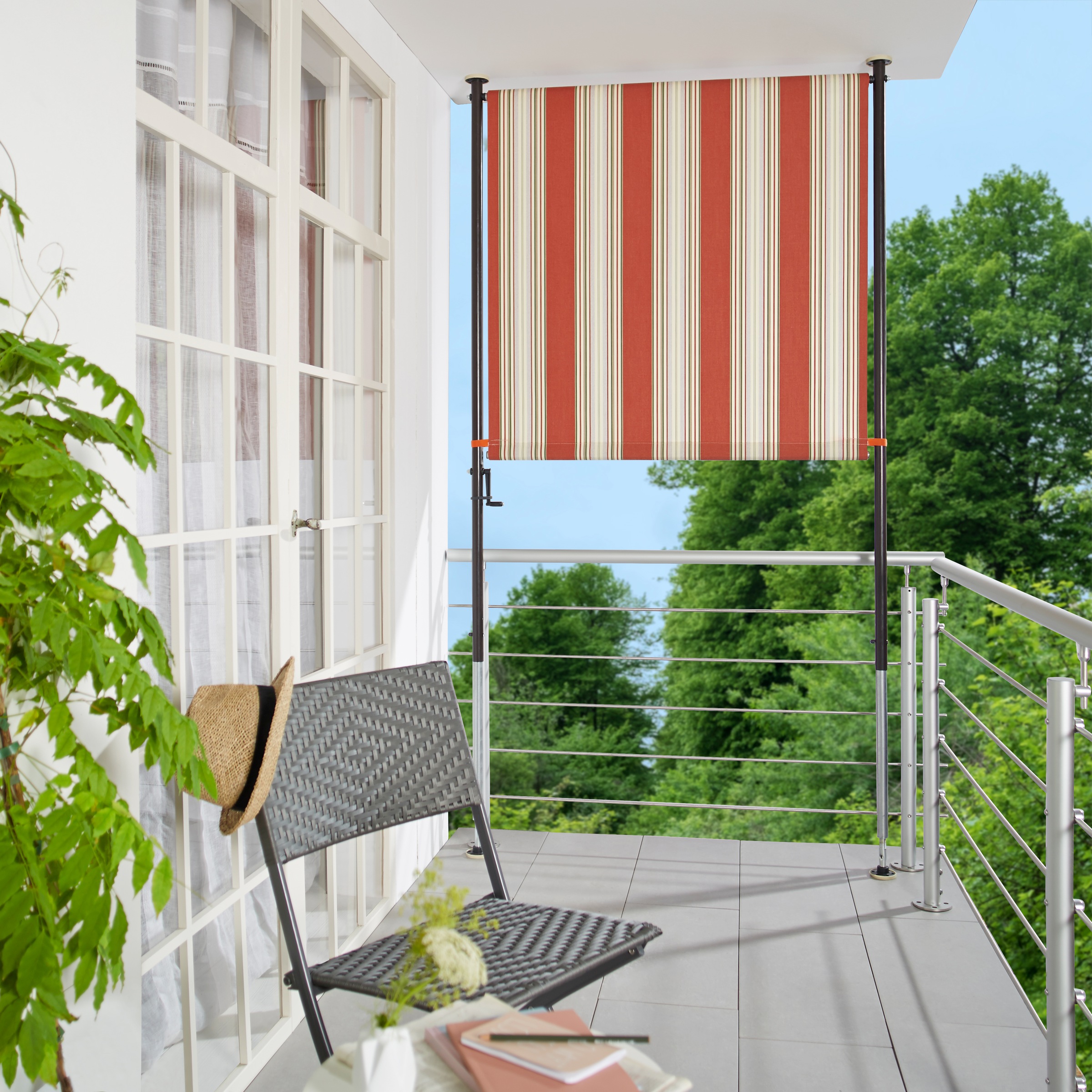 Angerer Freizeitmöbel Klemm-Senkrechtmarkise »Nr. 9300« rot/beige, BxH: 150x275 cm