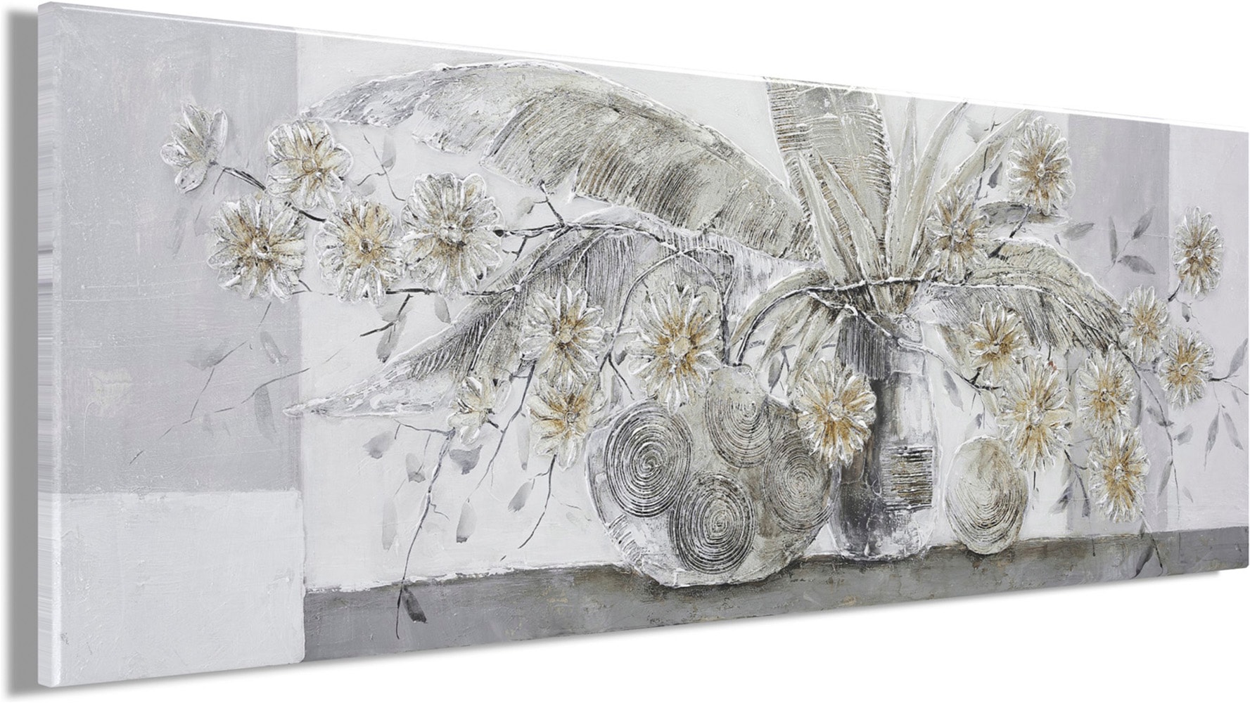 Bönninghoff Ölgemälde »handarbeit BLUMENVASE 40x120 cm – Wandbild Kunst Deko modern«