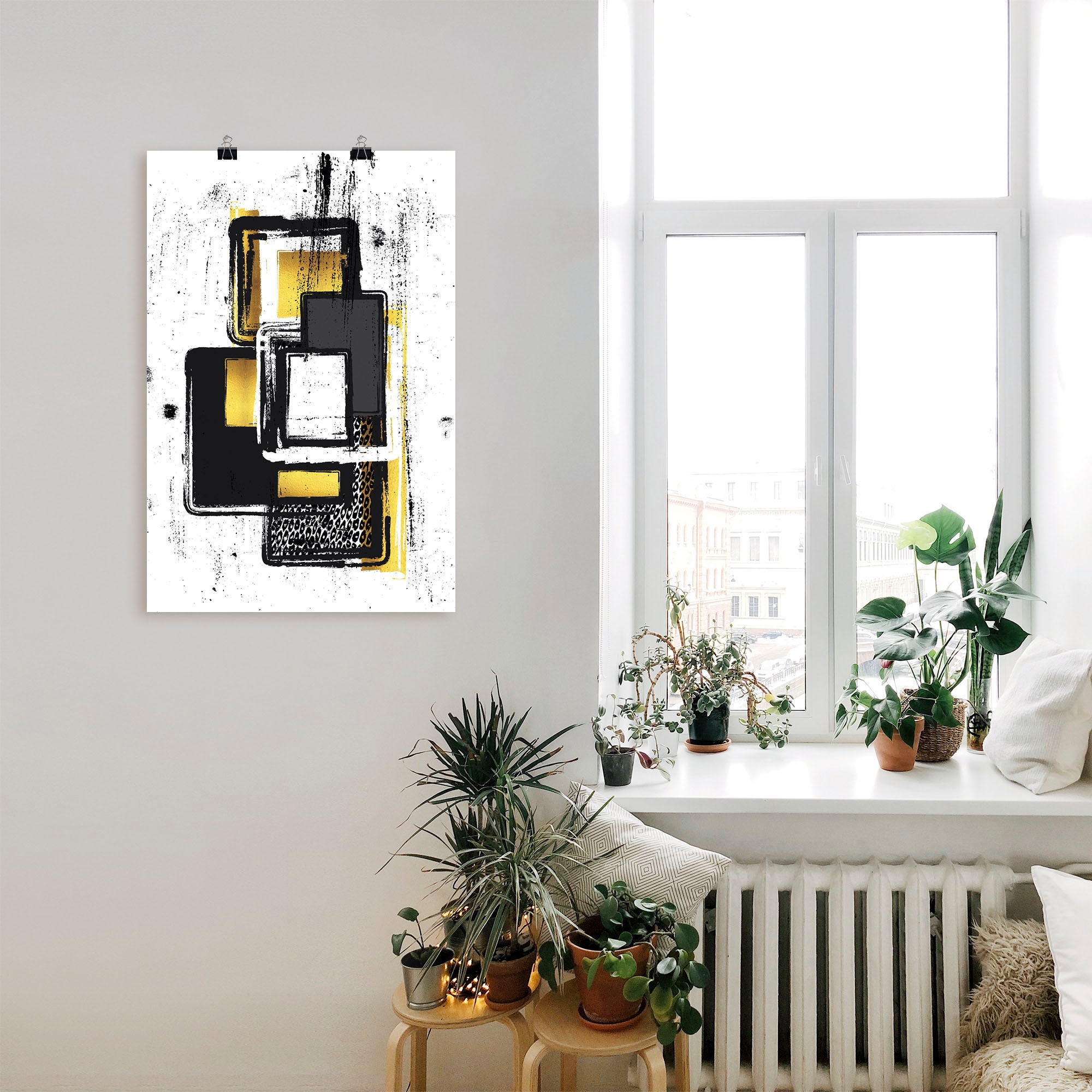 Artland Wandbild »Abstrakte Malerei Nr. 3 gold«, Muster, (1 St.), als Leinwandbild, Poster, Wandaufkleber in verschied. Größen