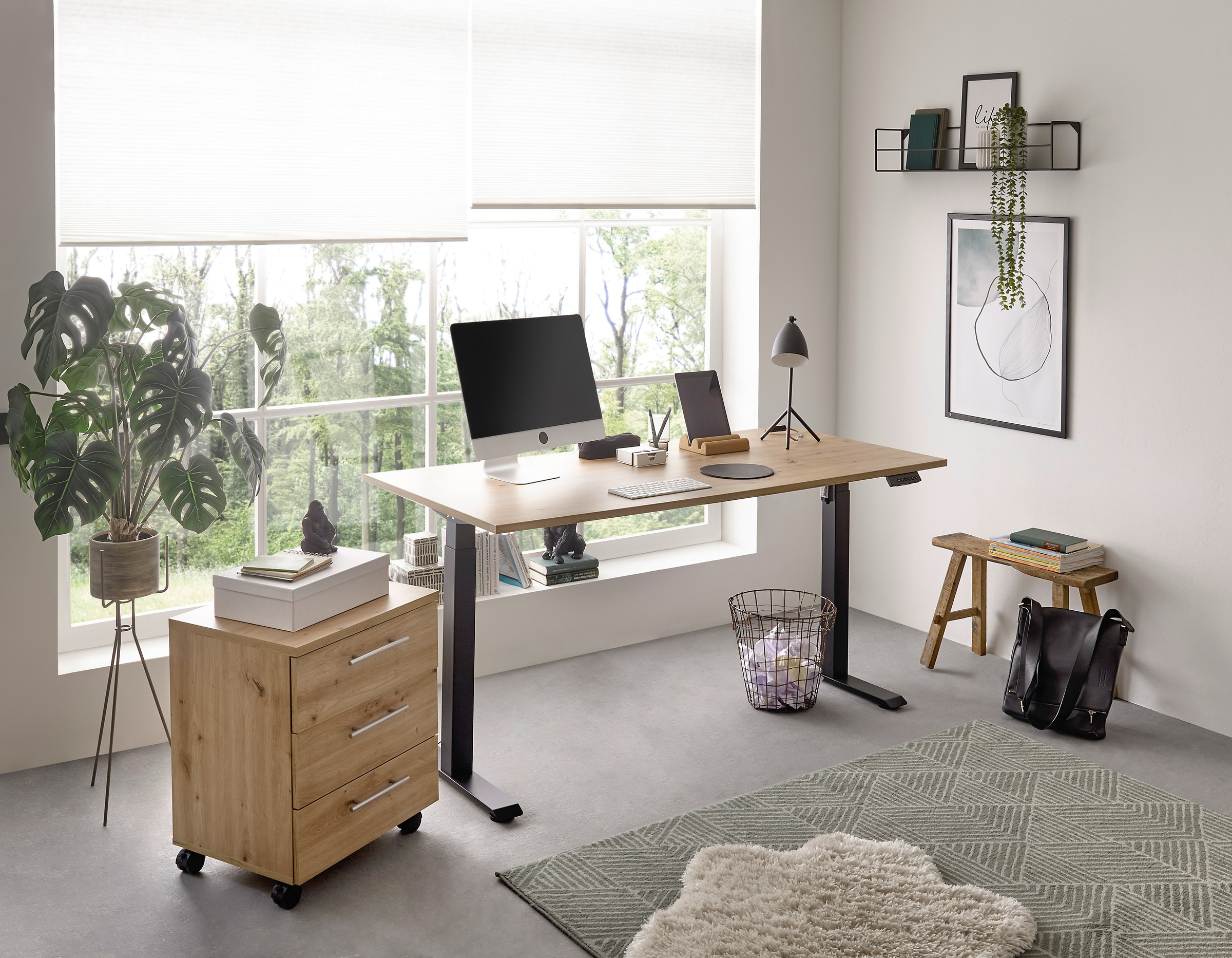 BEGA OFFICE Schreibtisch 2 Stk. tlg. Breite 137 cm, stufenlos höhenverstellbar 74-117 cm