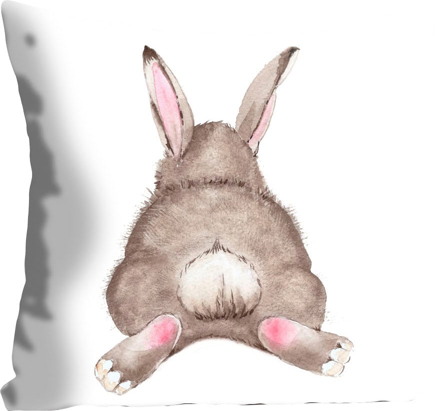 queence Dekokissen »Gede«, Kissenhülle,Hase,Süß,Tiermotiv,Niedlich,Naturmot günstig online kaufen