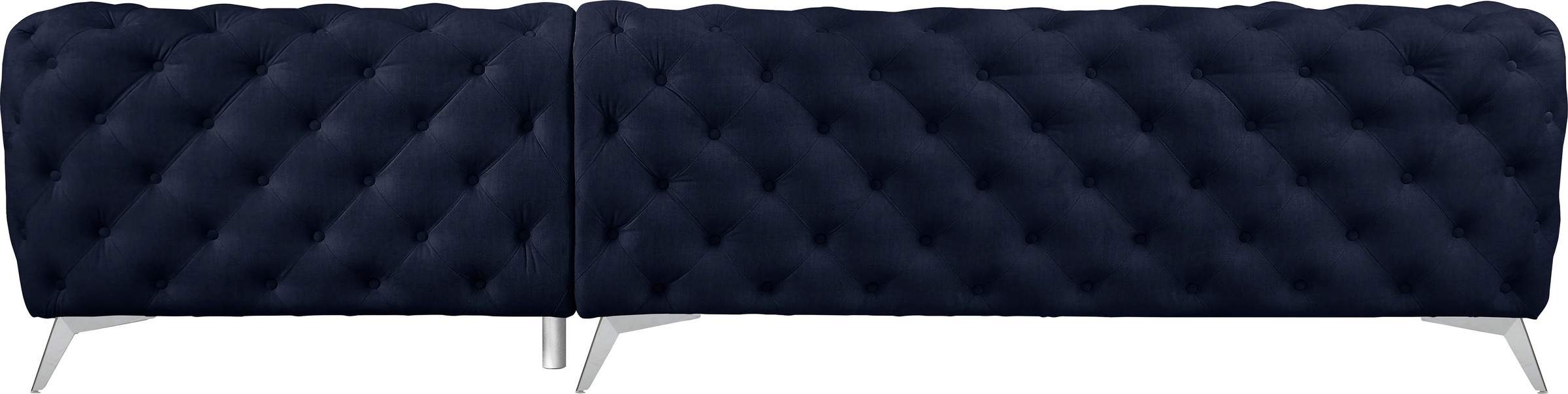 Leonique Chesterfield-Sofa »Ecksofa GLYNIS L-Form mit Wellenunterfederung, Maße B/T/H 323/264/75cm«, aufwändige Knopfheftung, moderne Chesterfield Optik, Fußfarbe wählbar