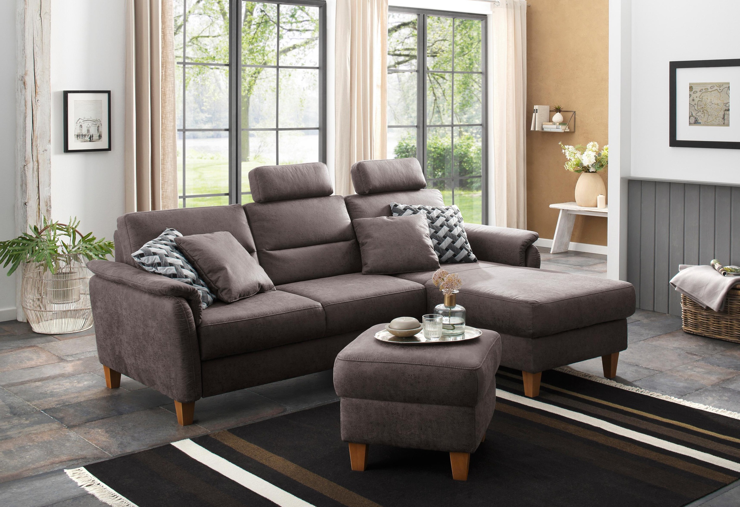 Home affaire Ecksofa »Palmera L-Form, B: 244 cm« optional Bettfunktion & Be günstig online kaufen