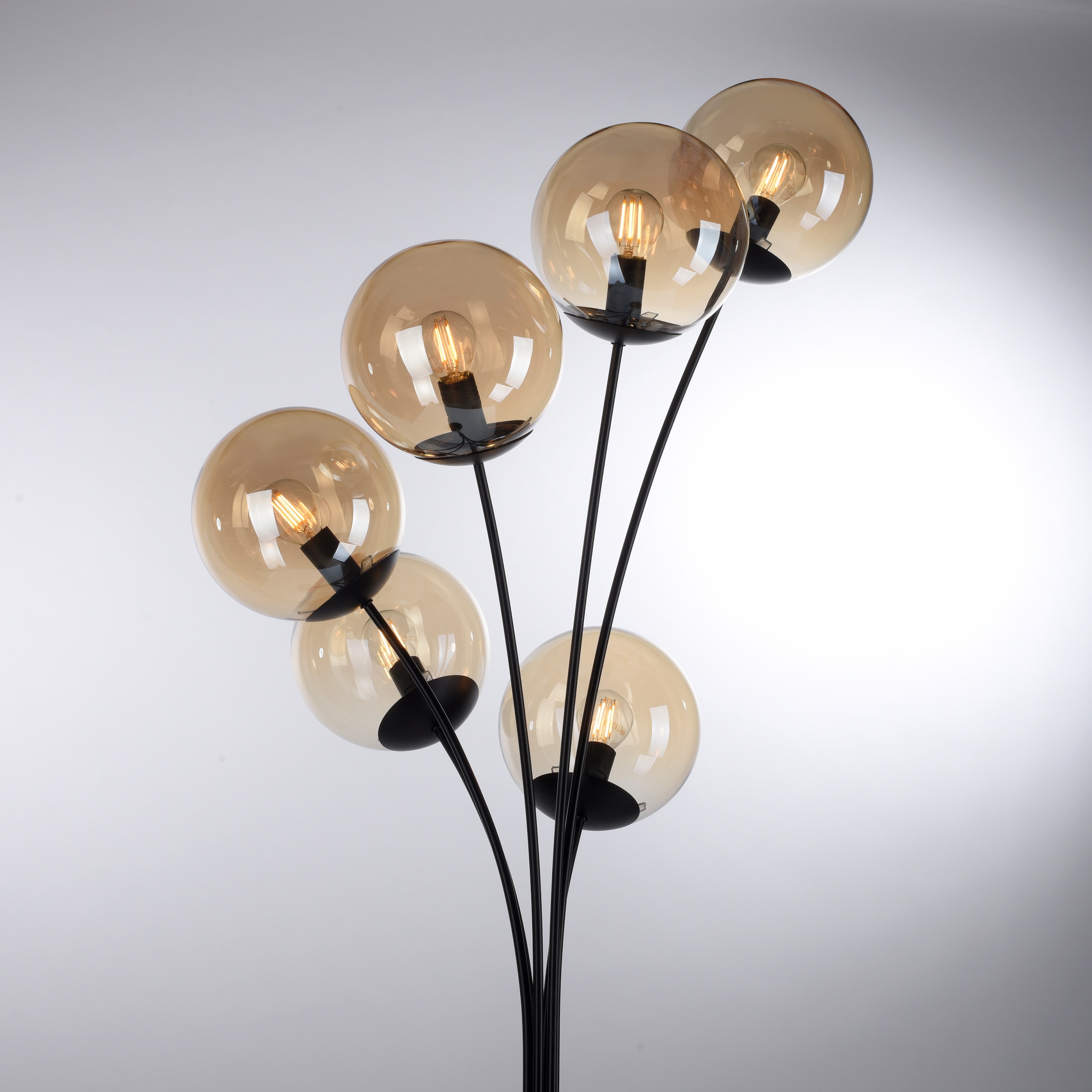 andas Stehlampe »Nymölla«, 6 flammig-flammig, Glaskörpern, großen lackiert schwarz online mit Oberfläche bestellen amberfarbigen