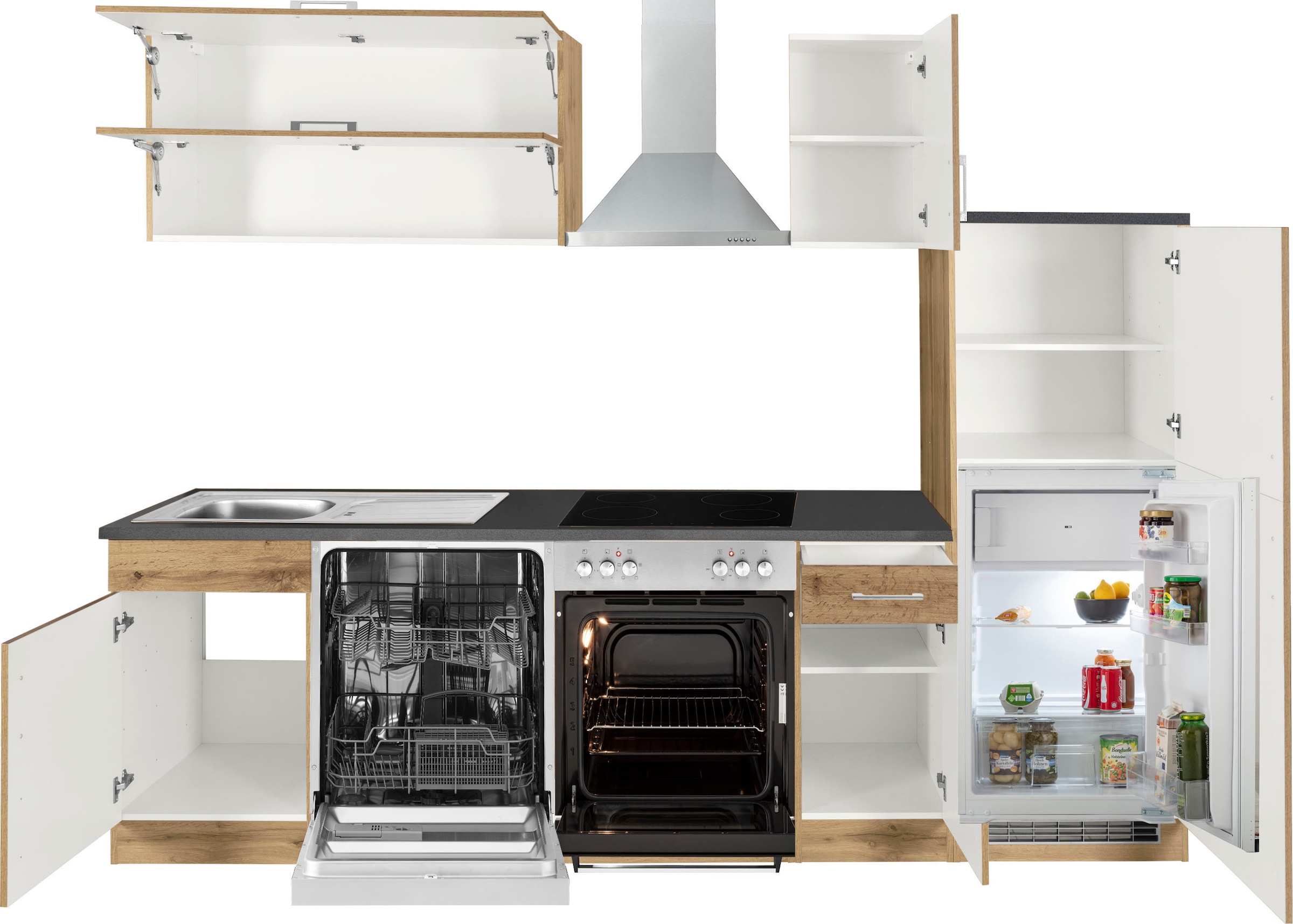 KOCHSTATION Küchenzeile »KS-Colmar«, mit E-Geräten, Breite 270 cm