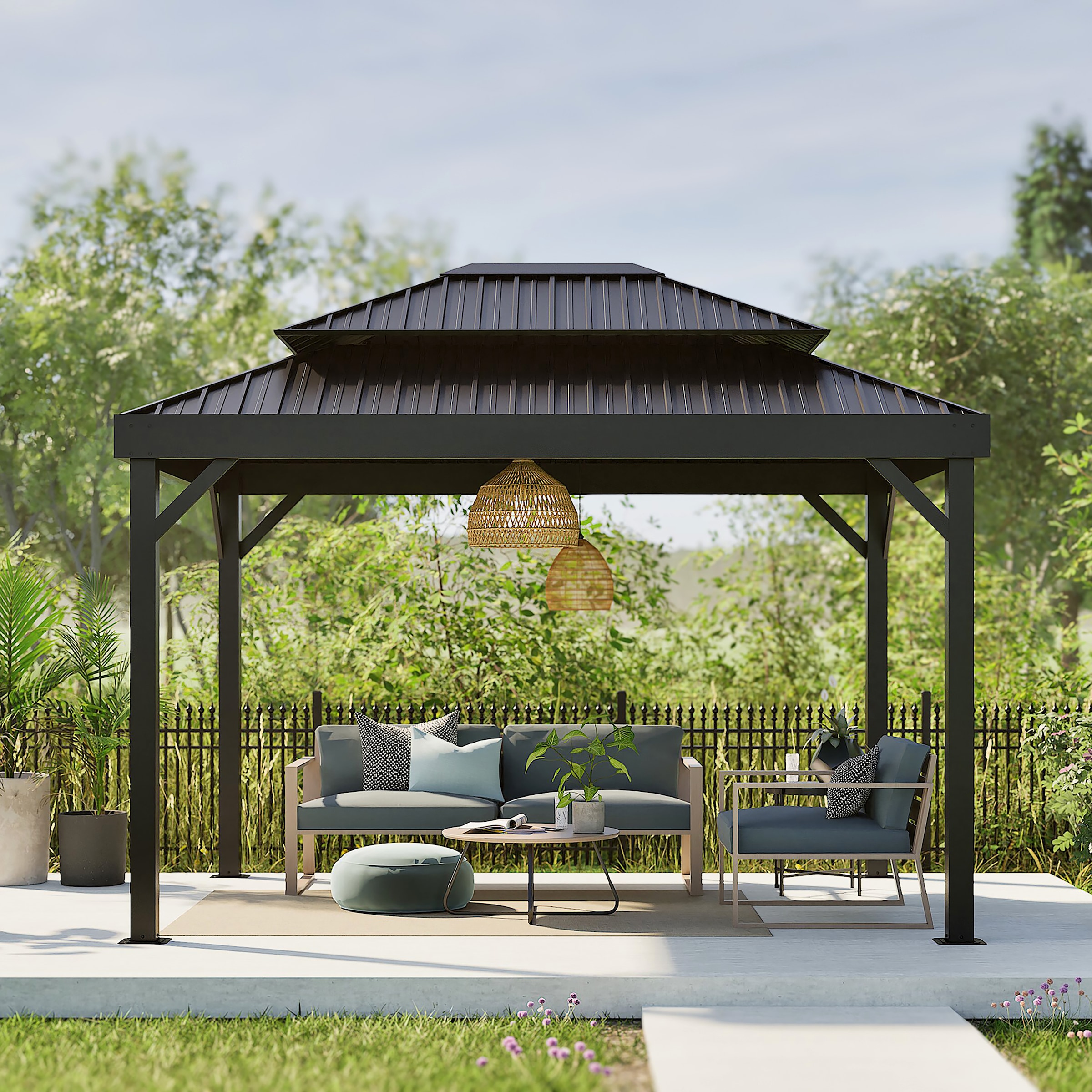 Sojag Pavillon »Malta 1014 Schwarz« 305x430x271cm, massive Konstruktion aus Aluminium