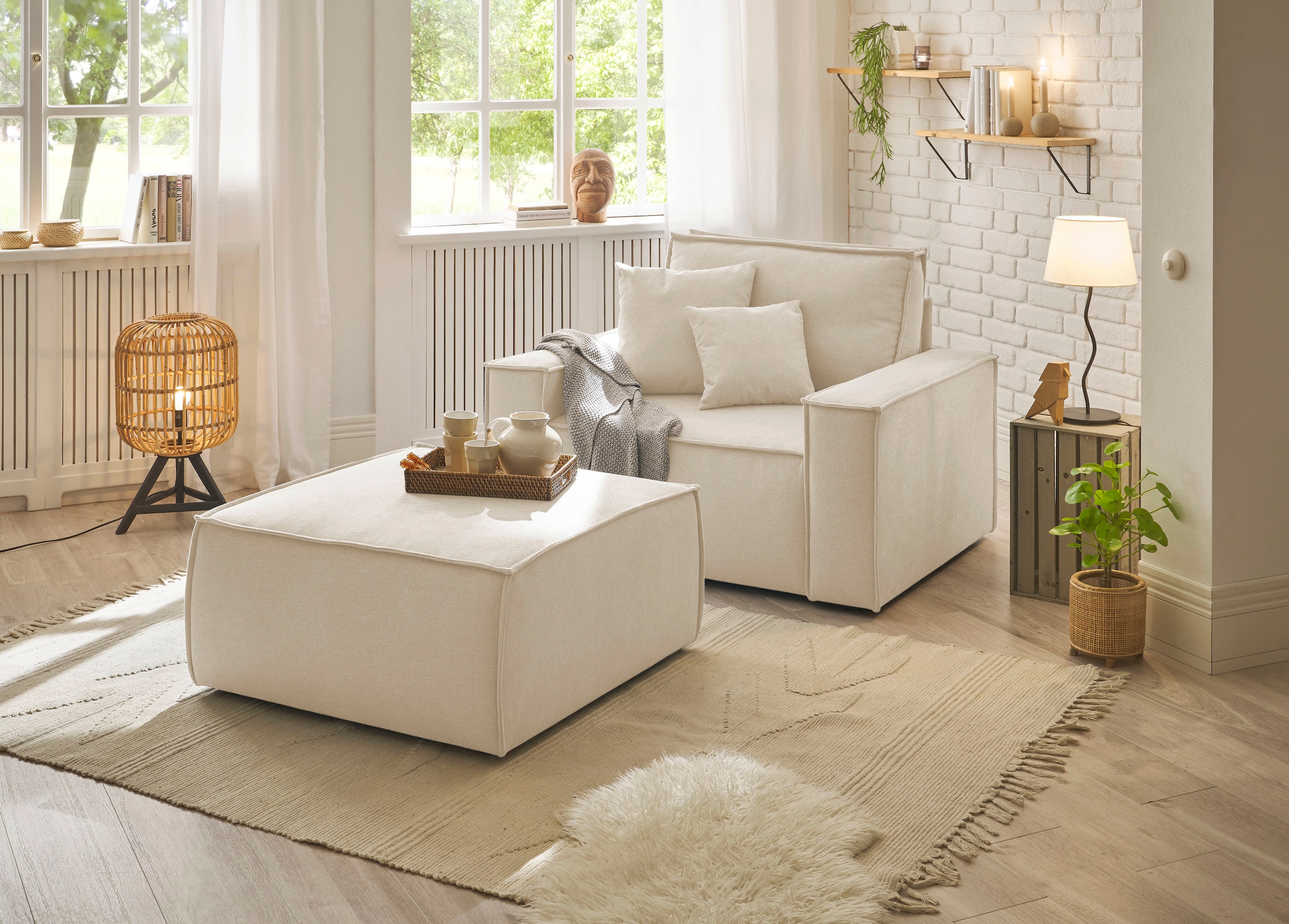 andas Loveseat »Finnley«, (2 St.), Loveseat und Hocker im Set, passend zur Polster-Serie Finnley