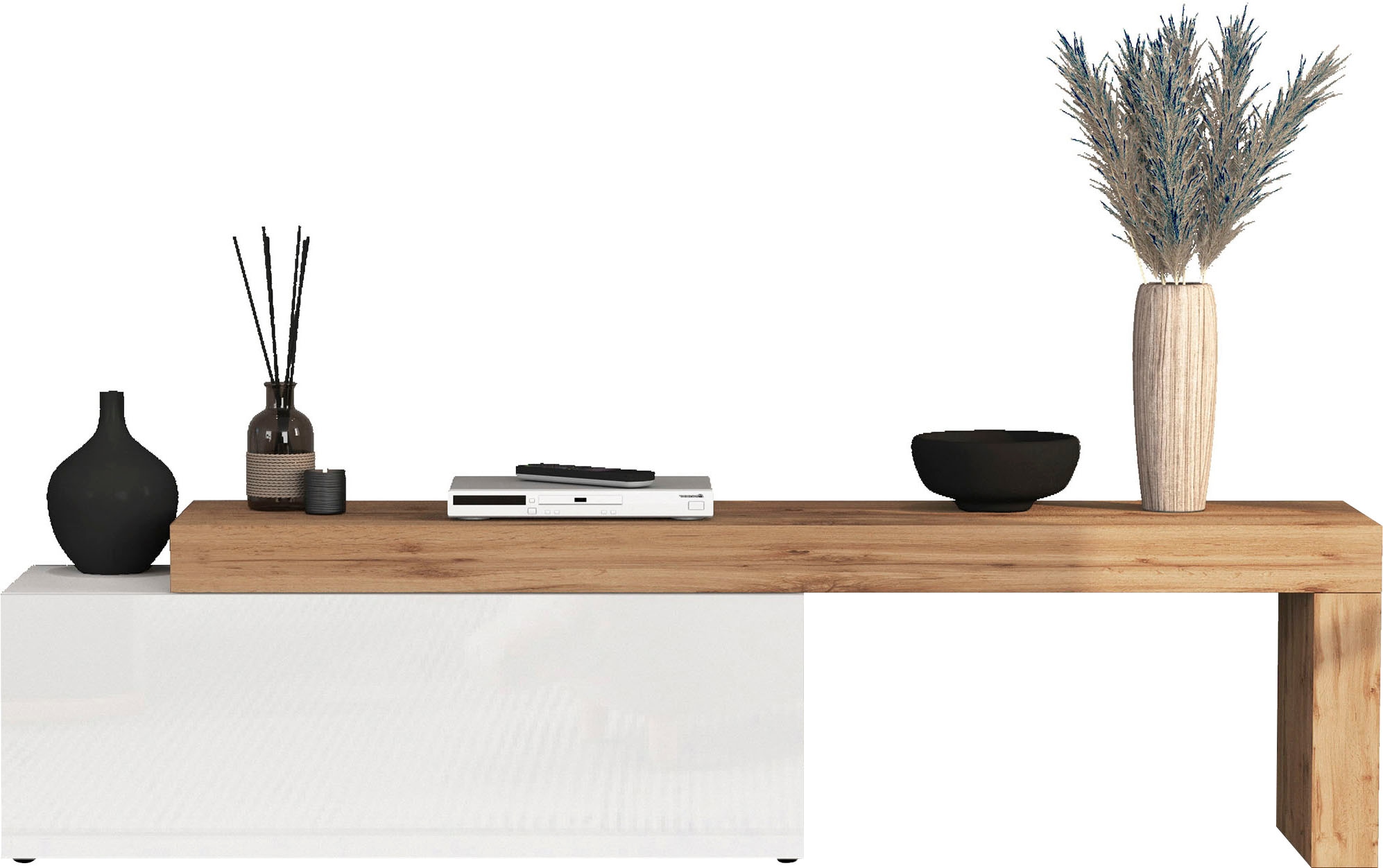 INOSIGN Lowboard »Chronos TV-Board, T-Schrank« Breite verstellbar von 180 bis 290 cm, 1 Stk. tlg. Breite 240 cm TV-Board,Lowboard,1 Klappe und ein L-Förmiger Aufsatz