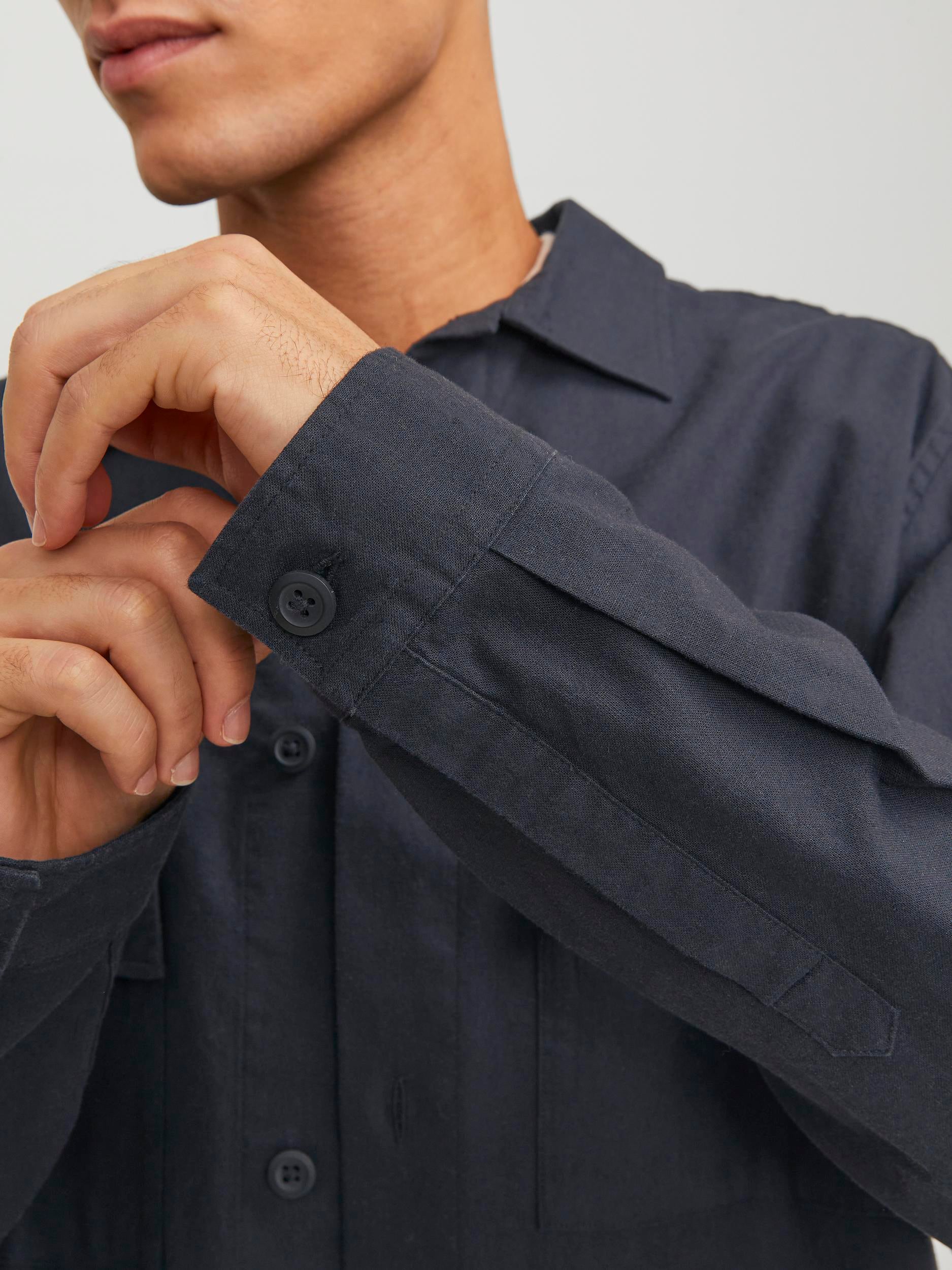 Jack & Jones Langarmhemd »JJEVENICE LINEN BLEND OVERSHIRT LS SN«