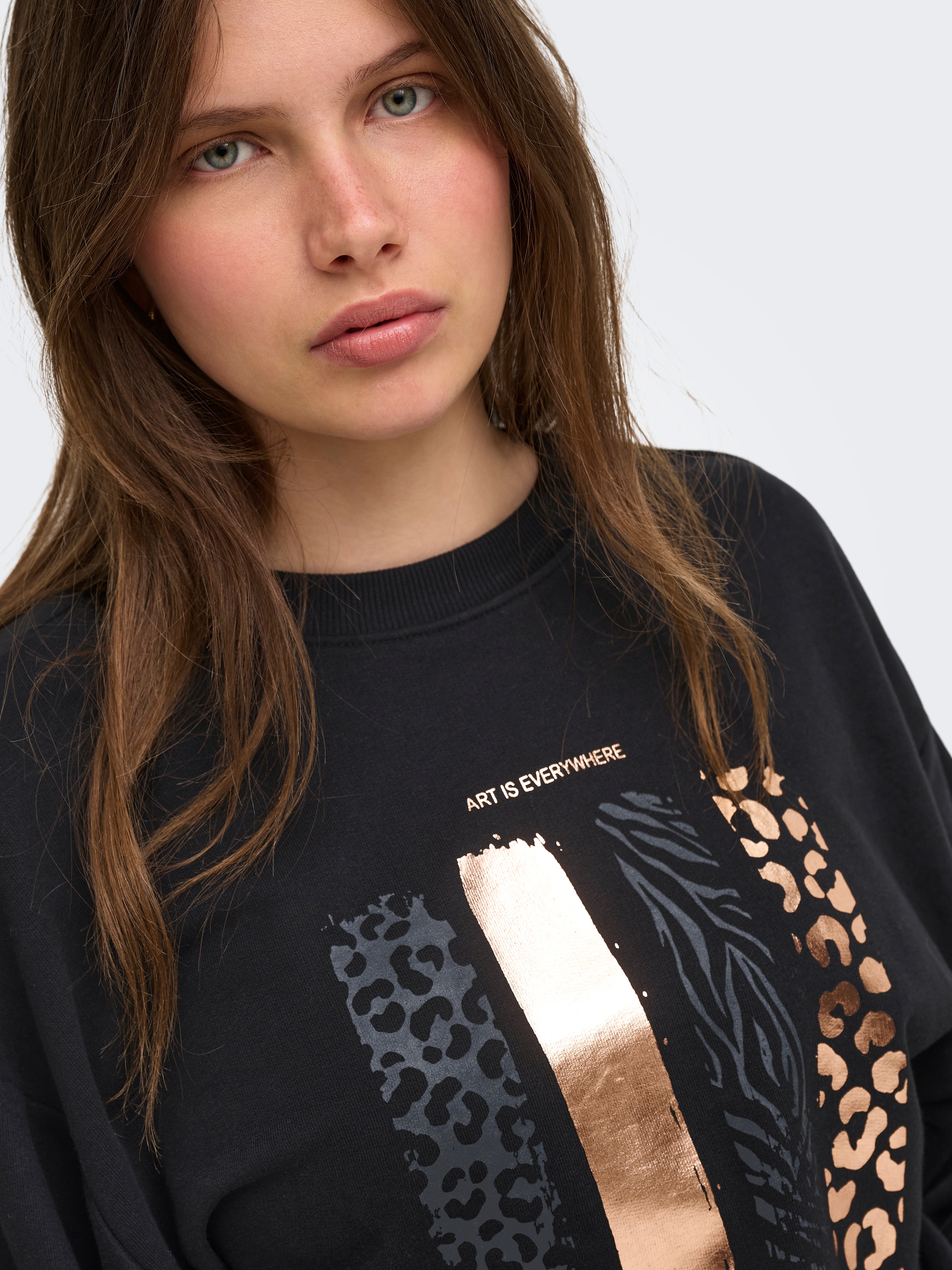 ONLY Sweatshirt »ONLBROOKY L/S PRINT UB CS SWT«, Baumwollmischung, regular fit
