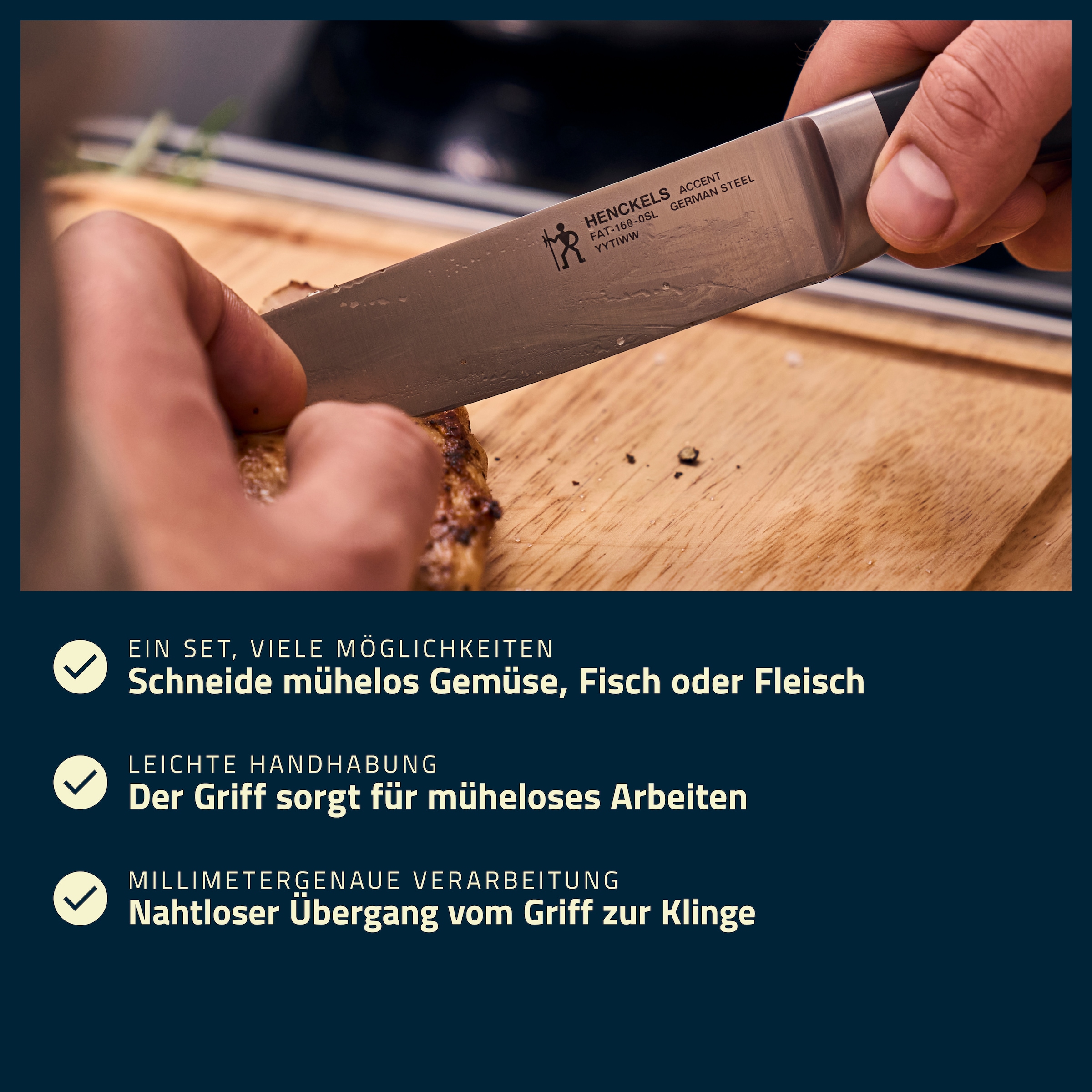 HENCKELS by ZWILLING Messerblock »Accent« 7 Messer mit 3-Nieten-Design-Griffen, Rostfreie Klingen