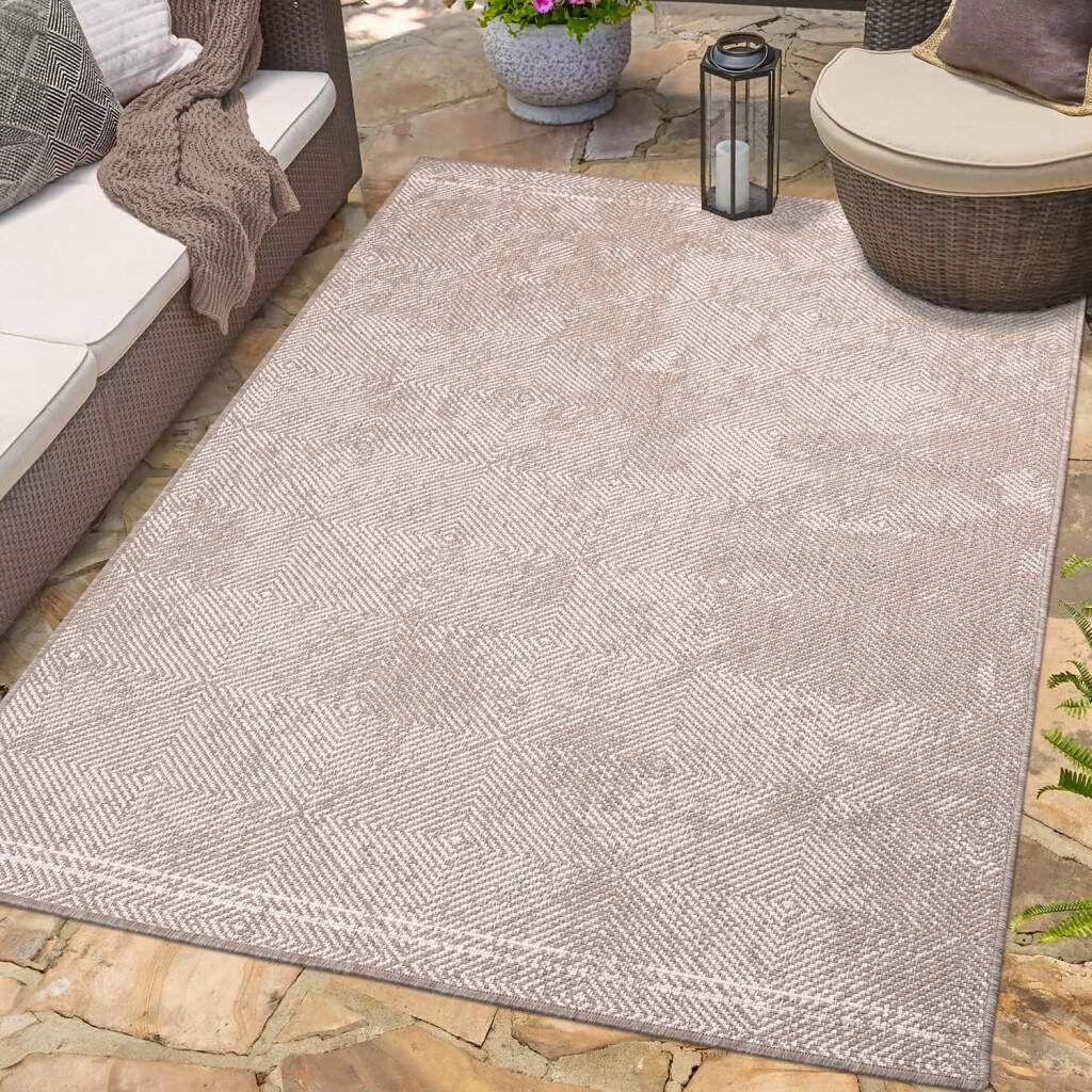 Carpet City Outdoorteppich »DUO RUG 5845«, rechteckig, 5 mm Höhe, Wendeteppich Wetterfest In- & Outdoor, Balkon, Terrasse, Wohnzimmer