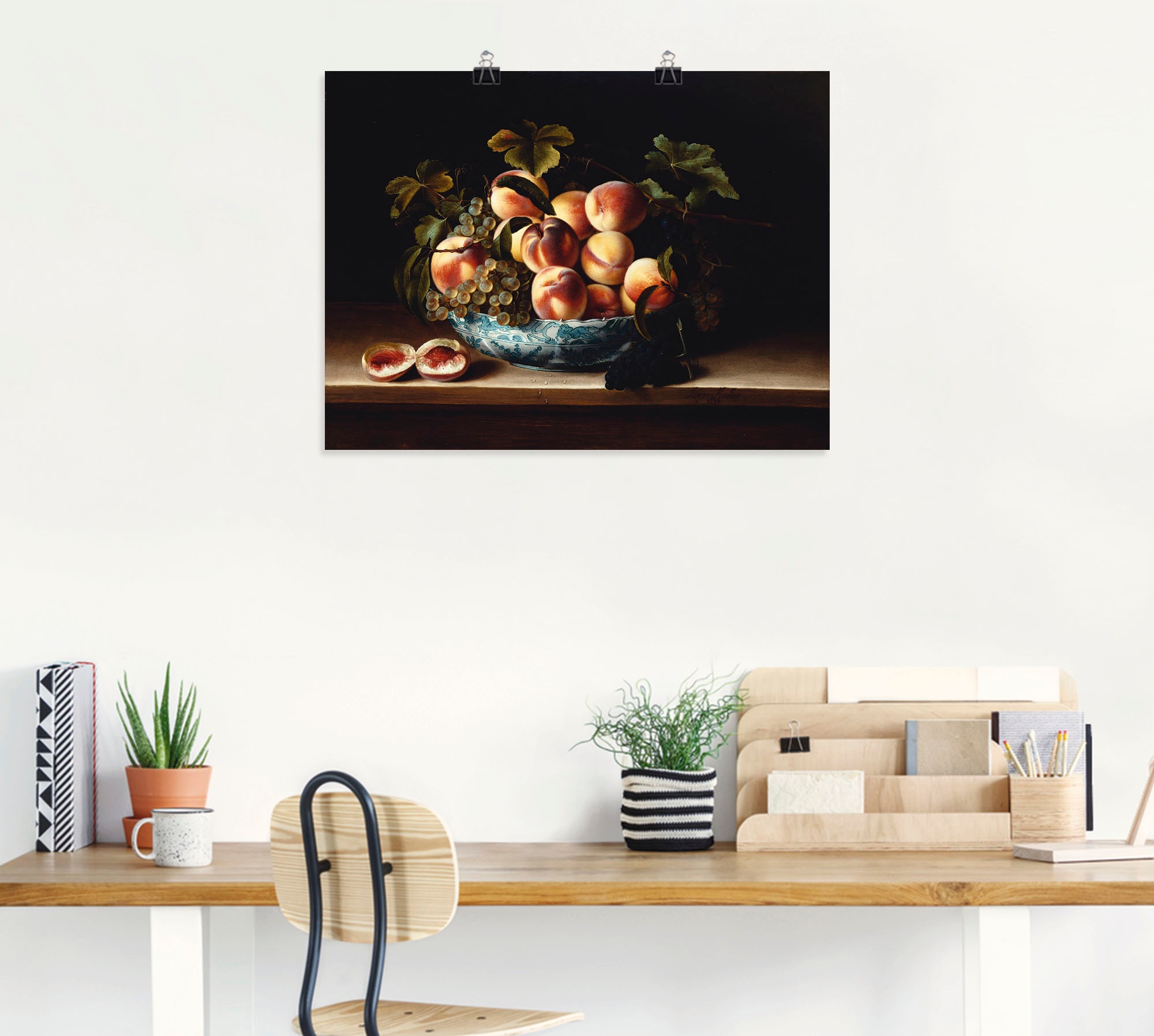 Artland Kunstdruck »Pfirsiche und Weintrauben«, Arrangements, (1 St.), als Leinwandbild, Wandaufkleber oder Poster in versch. Größen