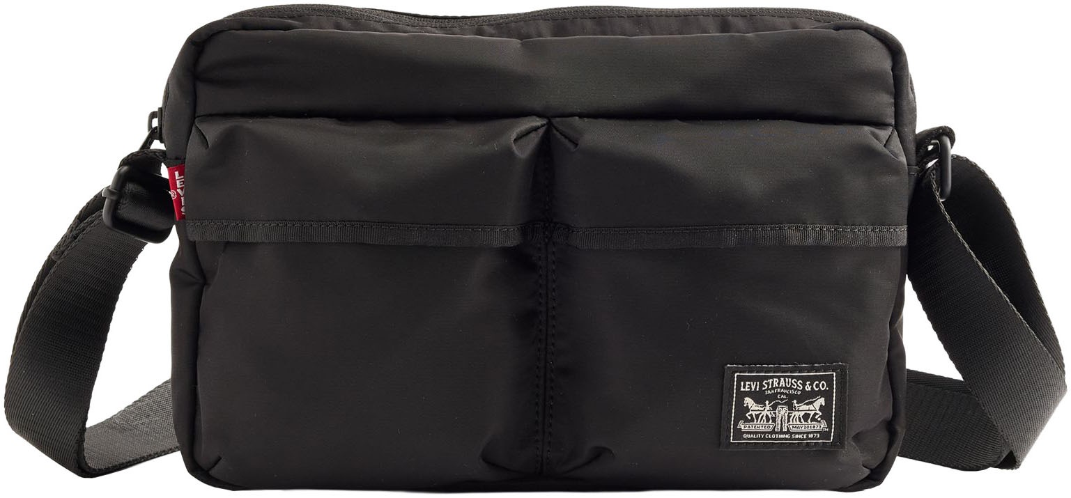 Schultertasche mit 2 Vordertaschen, Gr. B/H/T: 25 cm x 17 cm x 5 cm, caviar