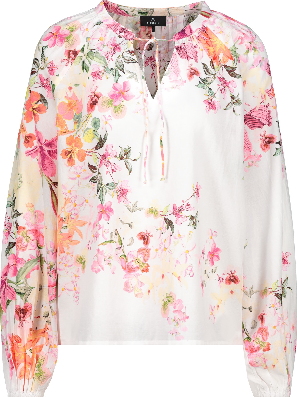 Monari Langarmbluse »Bluse Blumenverlauf allov.«, Mit Rundhalsausschnitt