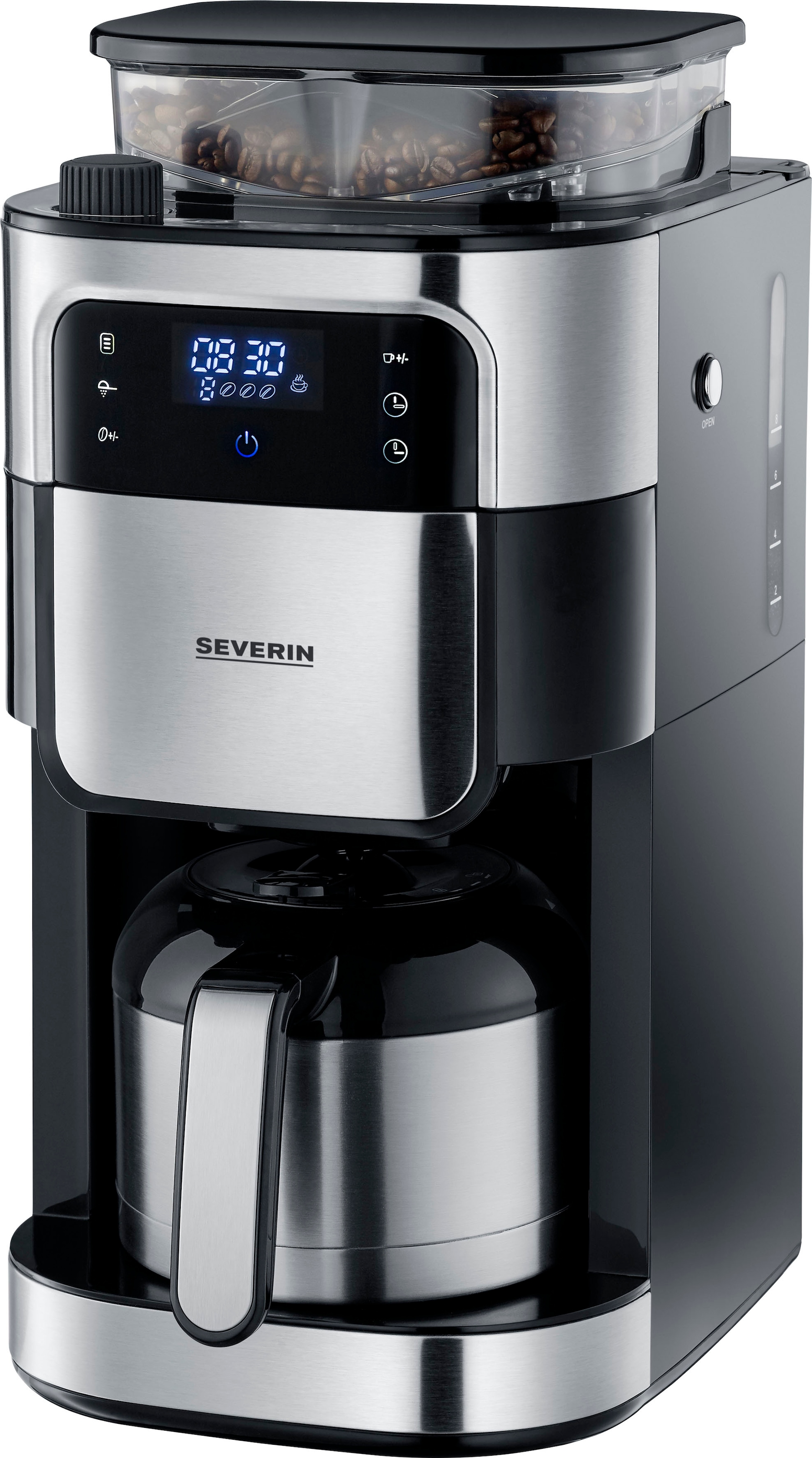 Severin Kaffeemaschine mit Mahlwerk »KA 4814«, 1 l Kaffeekanne, Permanentfilter, 1x4, mit Mahlwerk, Schwenkfilter, LED-Touch-Display, Timerfunktion