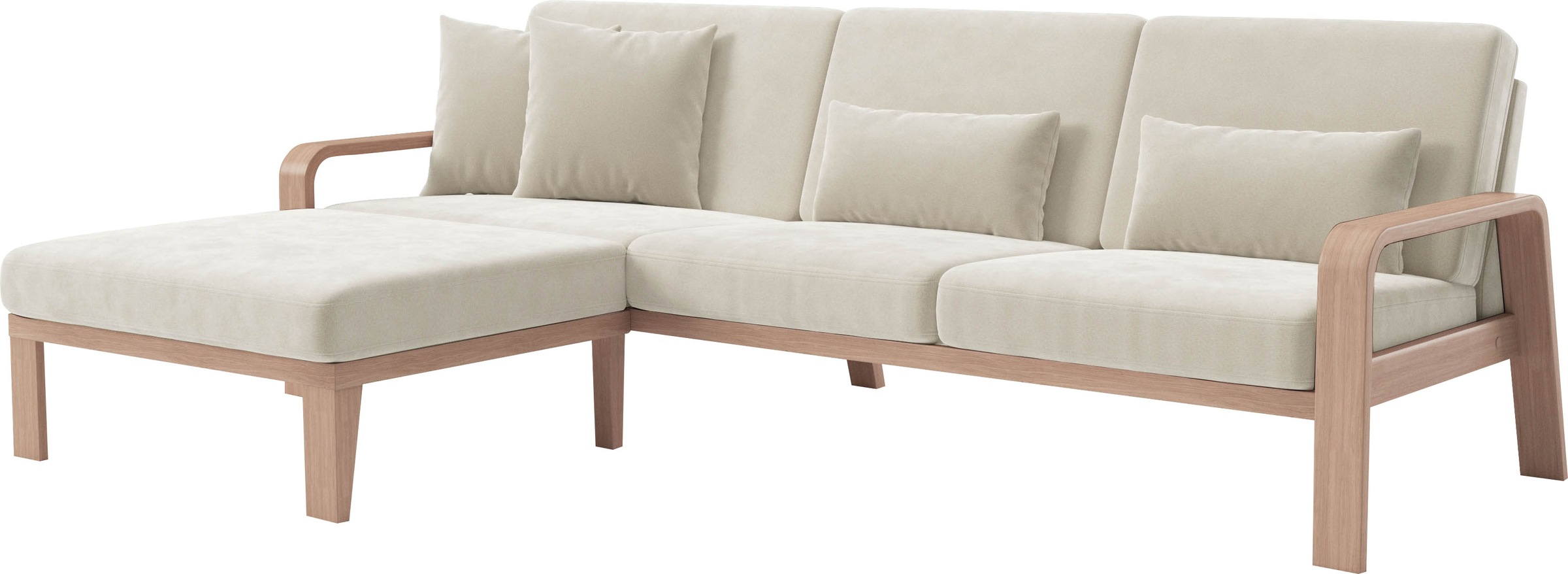 sit&more Ecksofa »Kolding L-Form«, Armlehnen aus Buchenholz in natur, verschiedene Bezüge und Farben