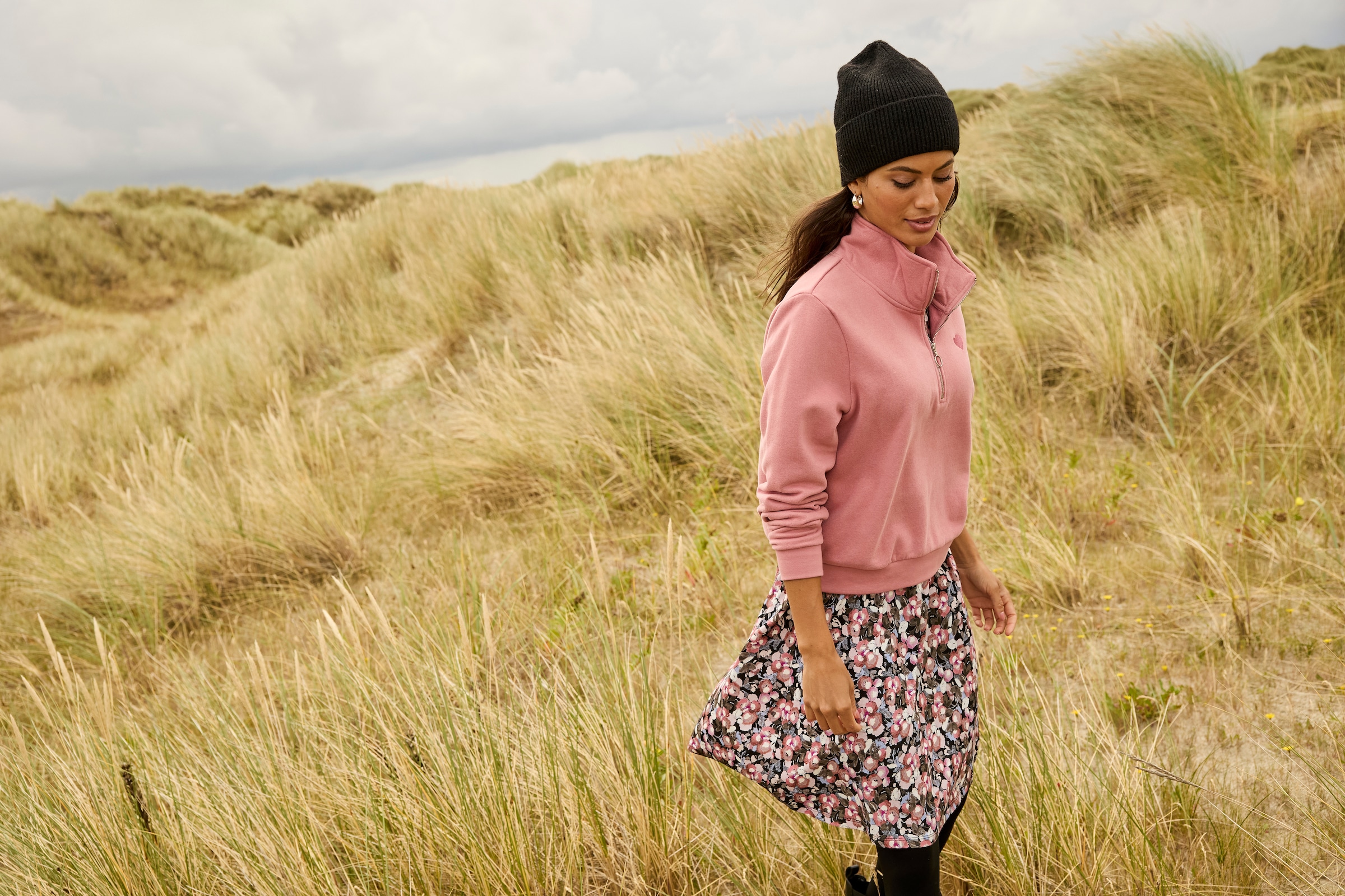 Laura Scott Jerseykleid Ohne Taschen sportlich-feminin mit floralem Allovermuster - NEUE KOLLEKTION