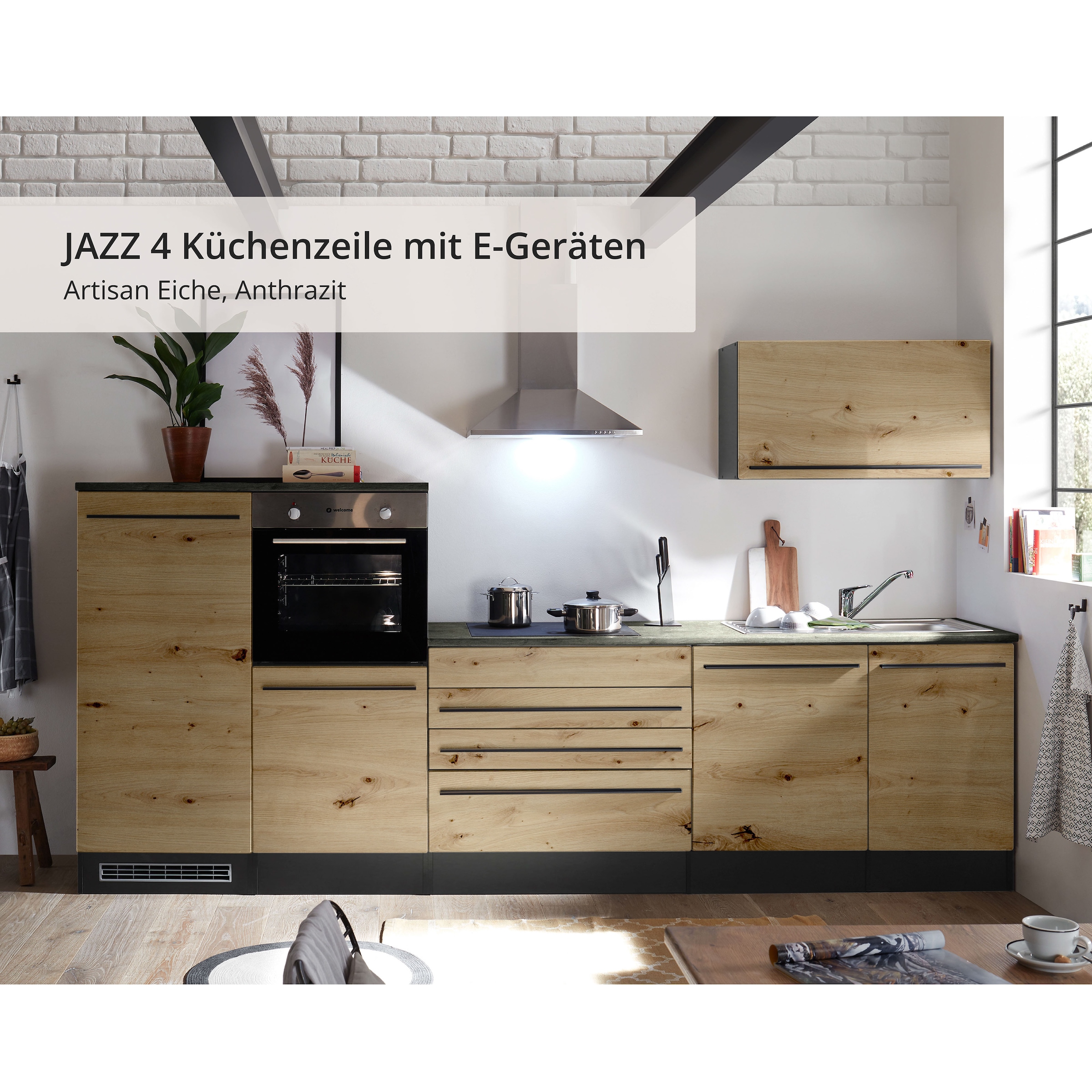 BASIC by Balculina Küchenzeile »Jazz«, Breite 320 cm, wahlweise mit E-Geräten