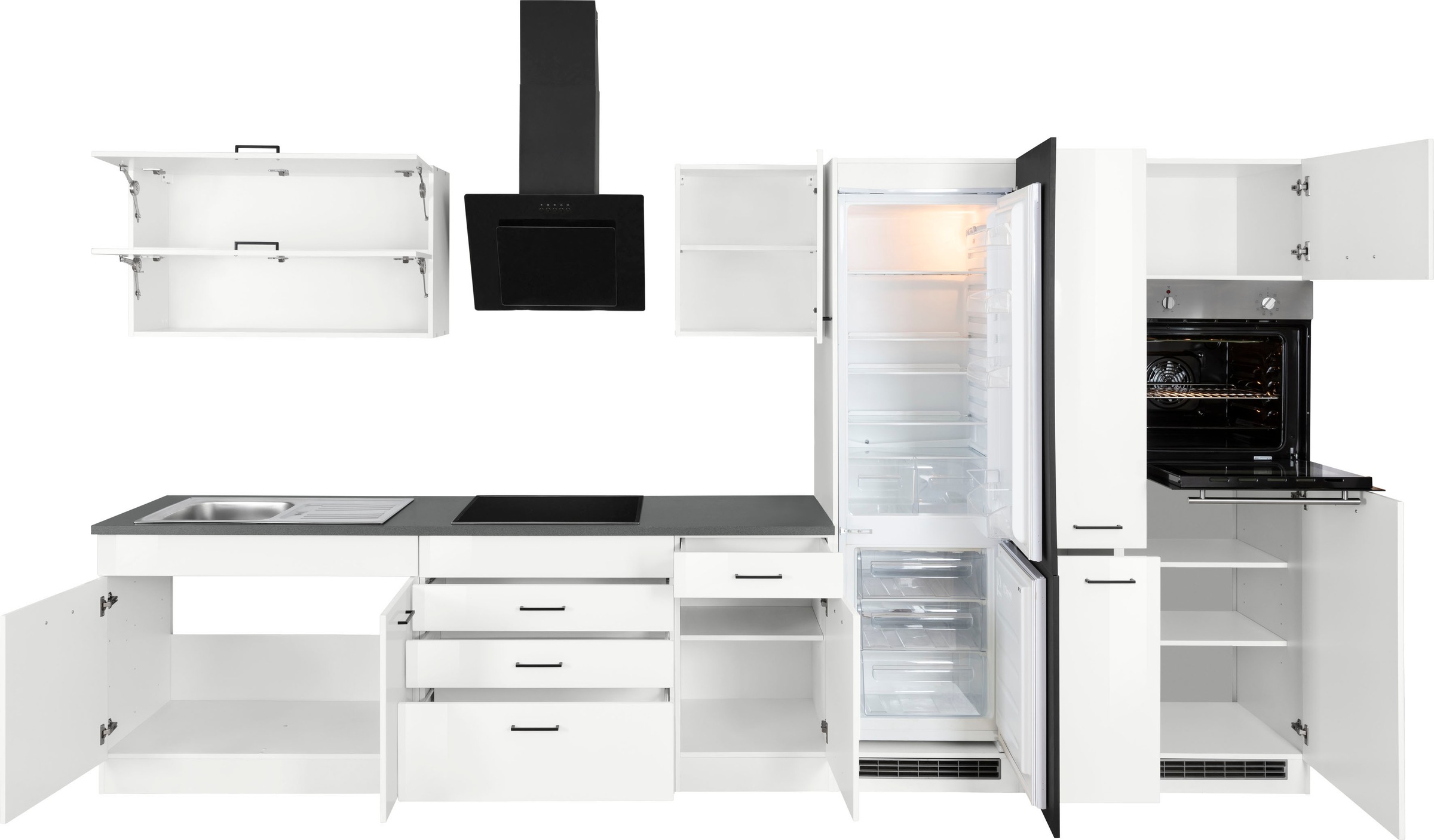 KOCHSTATION Küchenzeile »KS-Trier«, mit E-Geräten, Breite 380 cm
