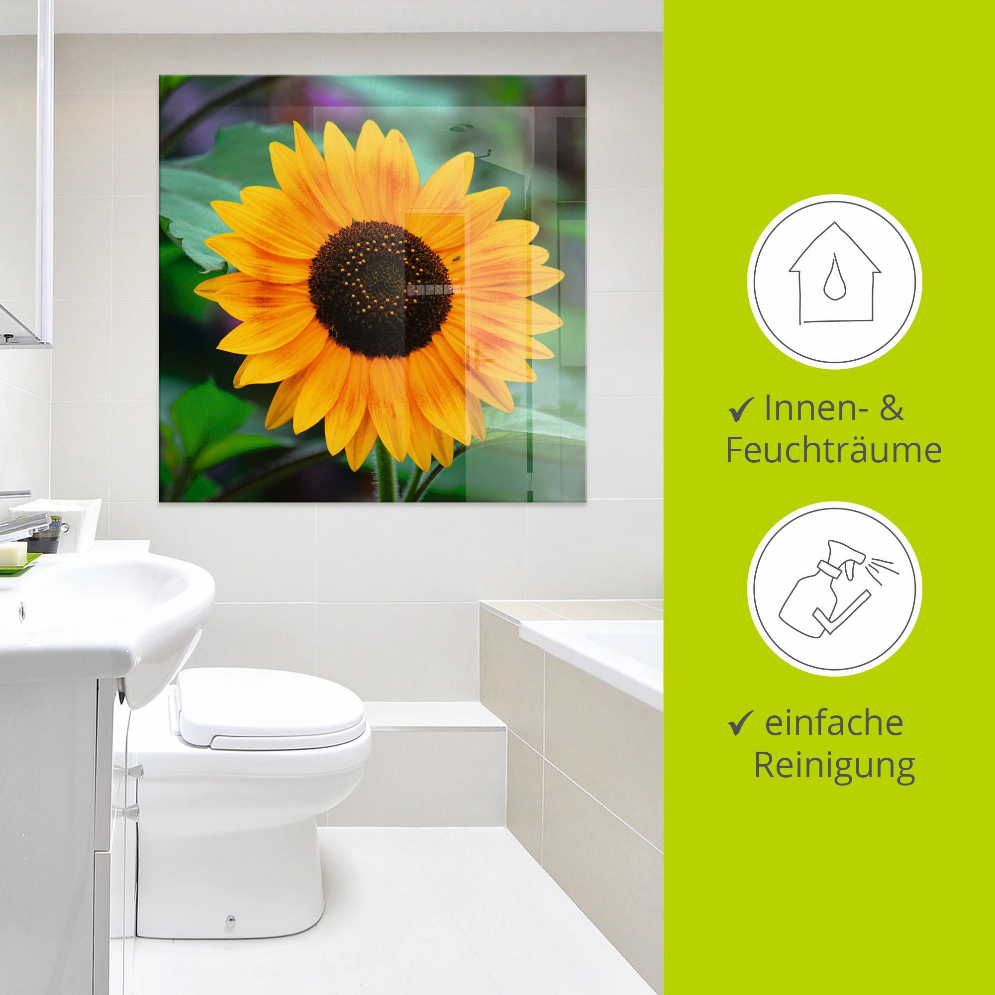 Artland Glasbild »Sonnenblume«, Blumen, (1 St.), in verschiedenen Größen
