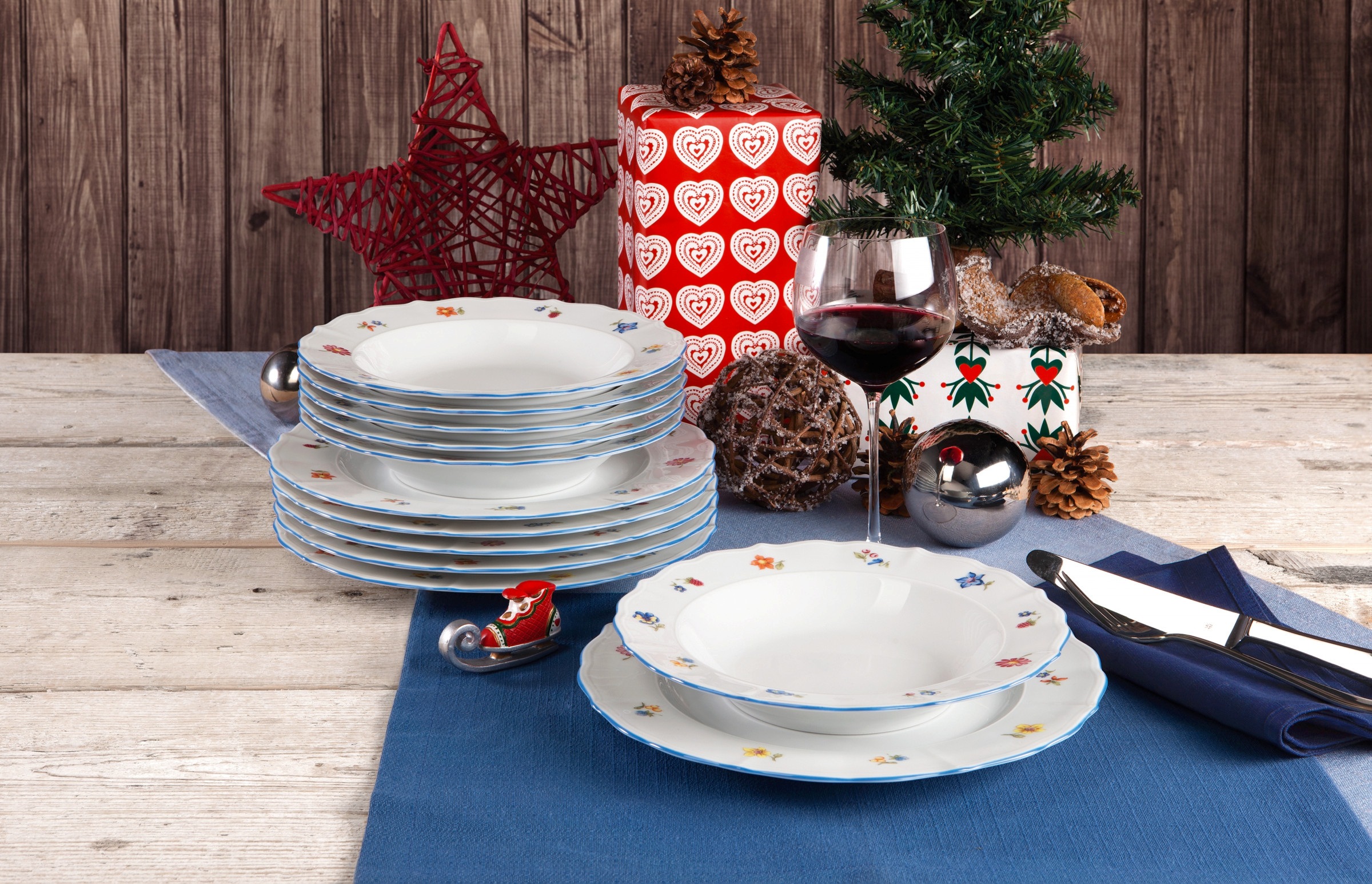 Seltmann Weiden Kombiservice »Geschirr-Set, Service Sonate Nostalgie«, (Set, 30 tlg.), Tassen, Untertassen, Teller, Made in Germany, 18 Teile, für 6 Personen
