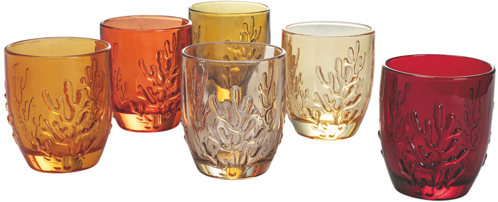 Villa d'Este Gläser-Set »Coral Sunset«, (Set, 6 tlg.), Wassergläser-Set, 6-teilig, Inhalt 340 ml