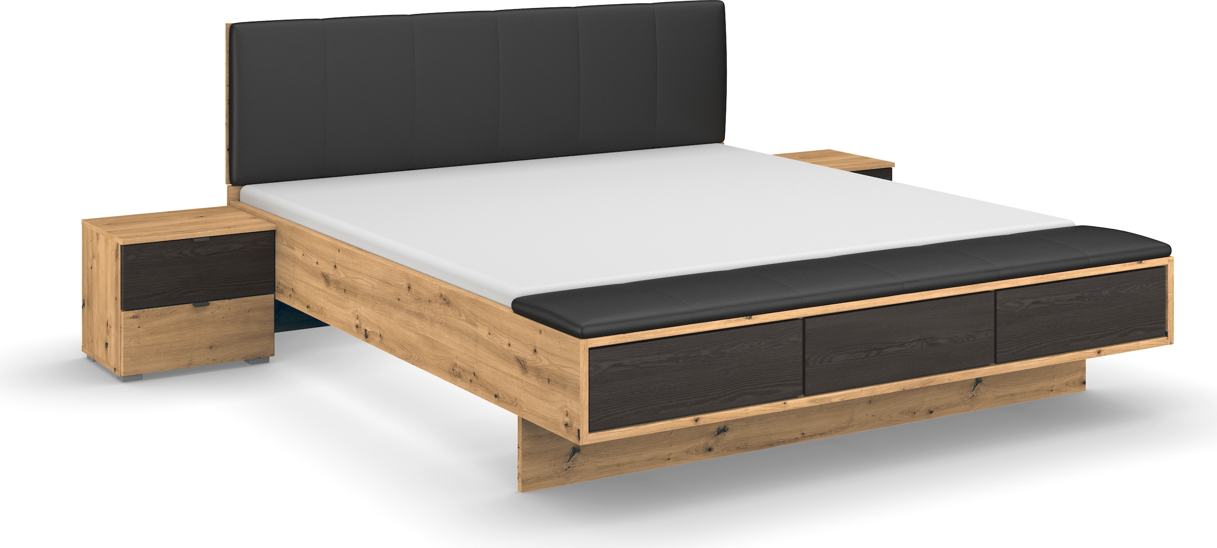 rauch Bettanlage »Bett Doppelbett Futonbett APOLLON«, (Set, 3 tlg., Bettbank mit 3 Schubladen Push-to-Open Funktion), Nachttisch-Paar mit je 2 Schubladen MADE IN GERMANY