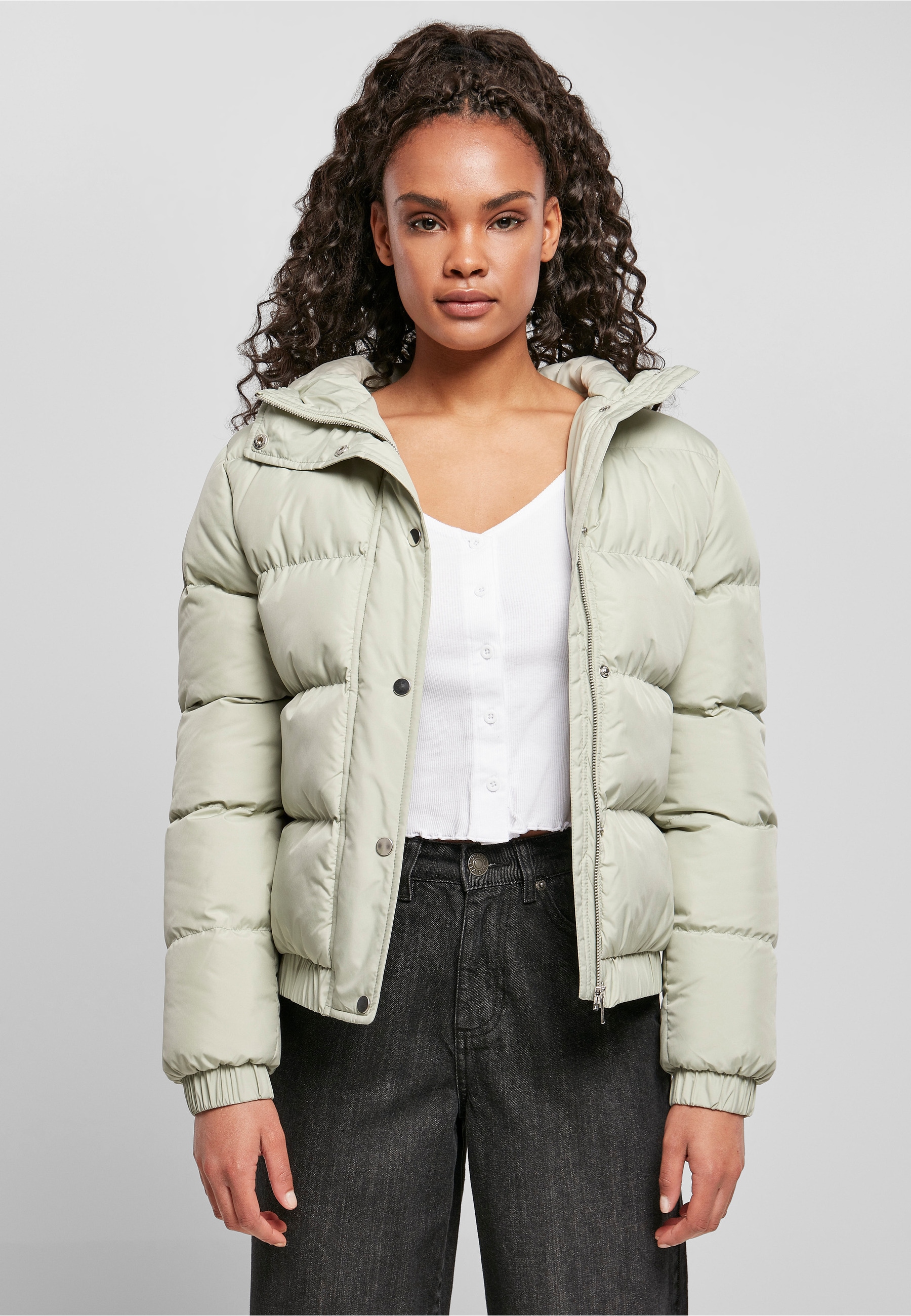 URBAN CLASSICS Winterjacke »Urban Classics Damen Ladies Hooded Puffer Jacket« 1 Stk. tlg. mit Kapuze