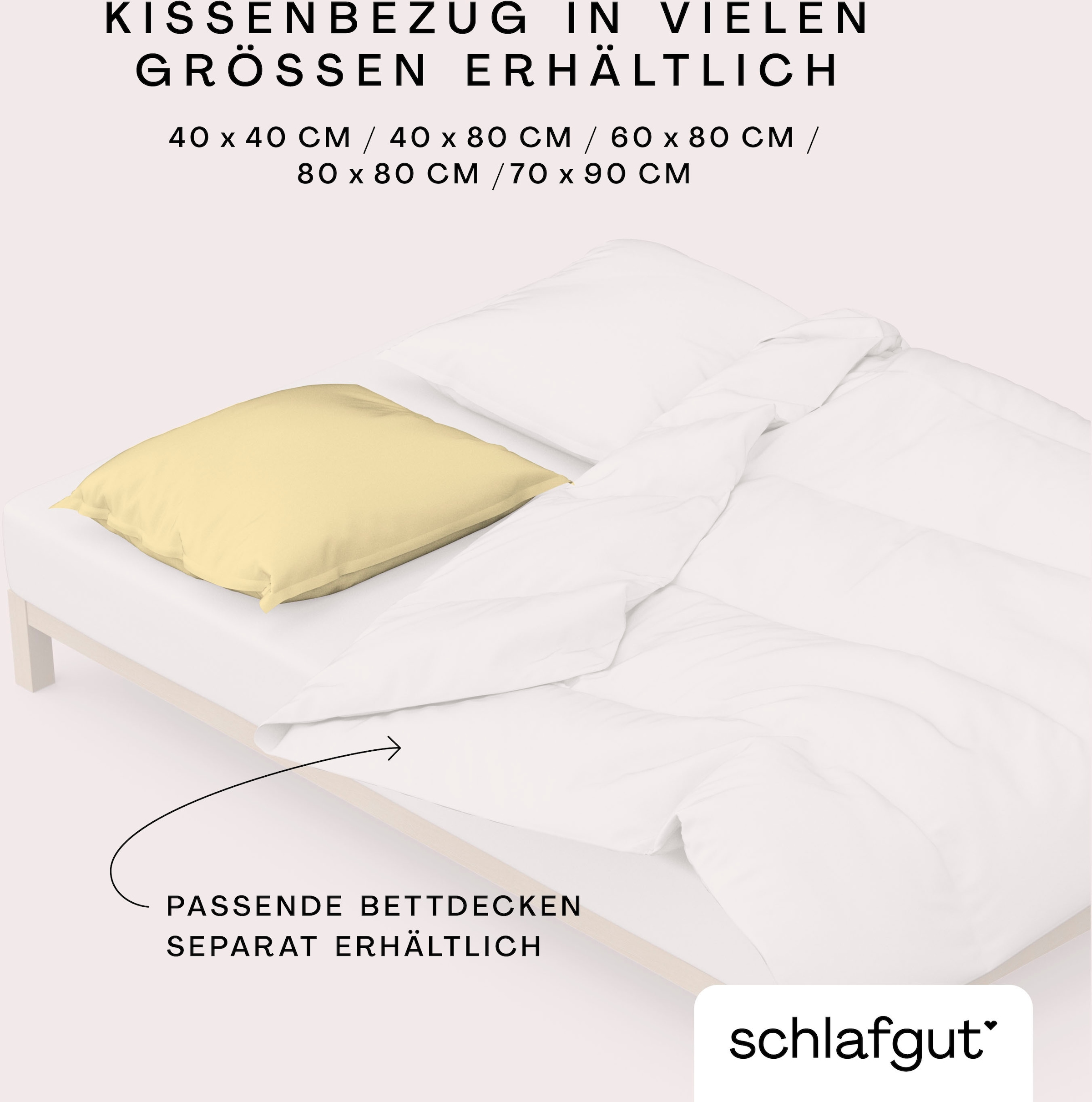 Schlafgut Kissenbezug »Woven Satin aus Mako-Baumwolle, langlebig, pflegeleicht, dicht gewebt«, (1 St.), Kissenhülle mit Reißverschluss, passender Bettbezug erhältlich