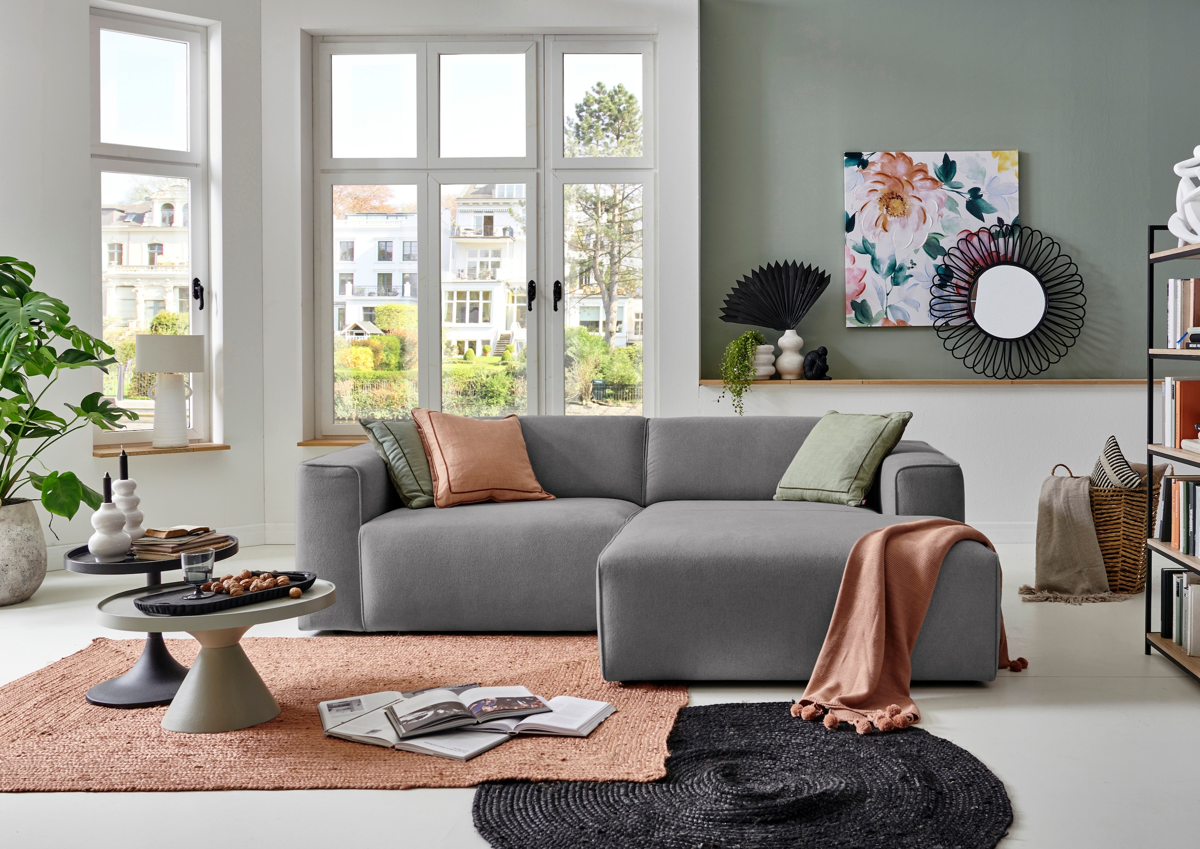 Home affaire Ecksofa »Noord mit Kedernaht, Breite 234 cm, L-Form« Cord, Str günstig online kaufen