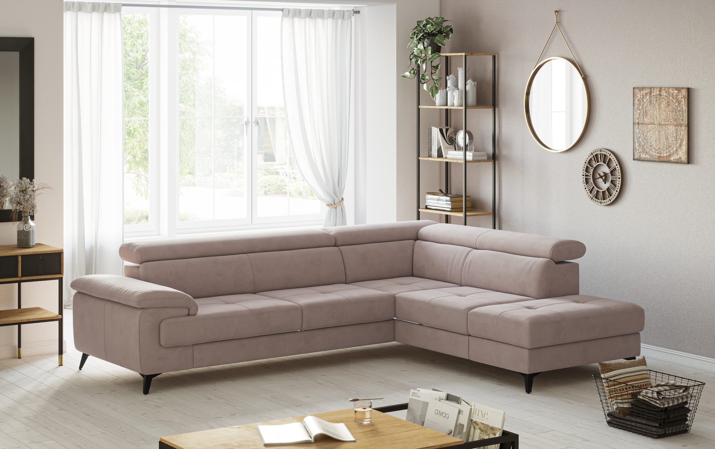 COTTA Ecksofa »Astra L-Form, B: 286 cm« mit Kopfteilverstellung, optional Bettfunktion & Bettkasten