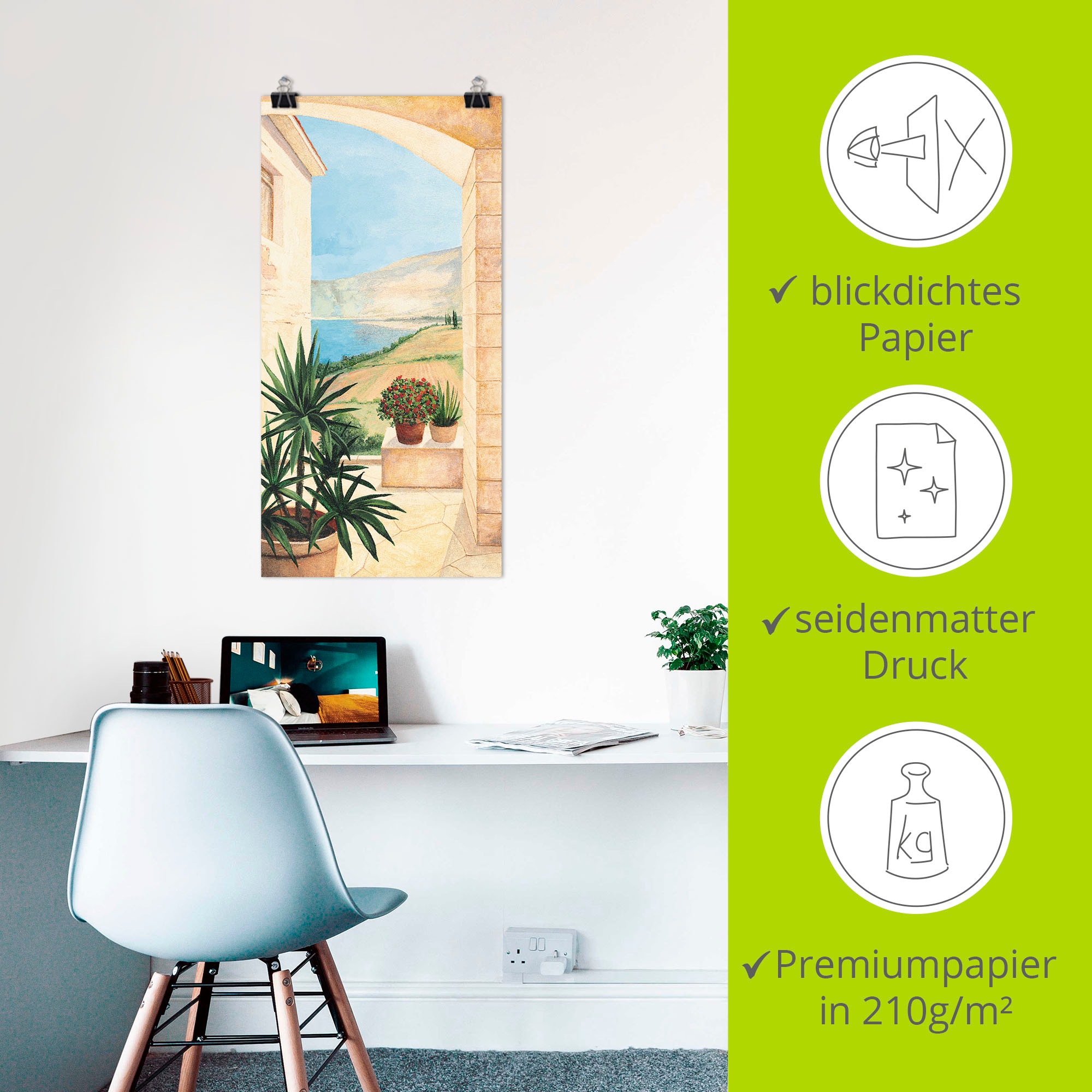 Artland Wandbild »Blick auf Toskanalandschaft«, Fensterblick, (1 St.), als Alubild, Outdoorbild, Leinwandbild, Poster, Wandaufkleber