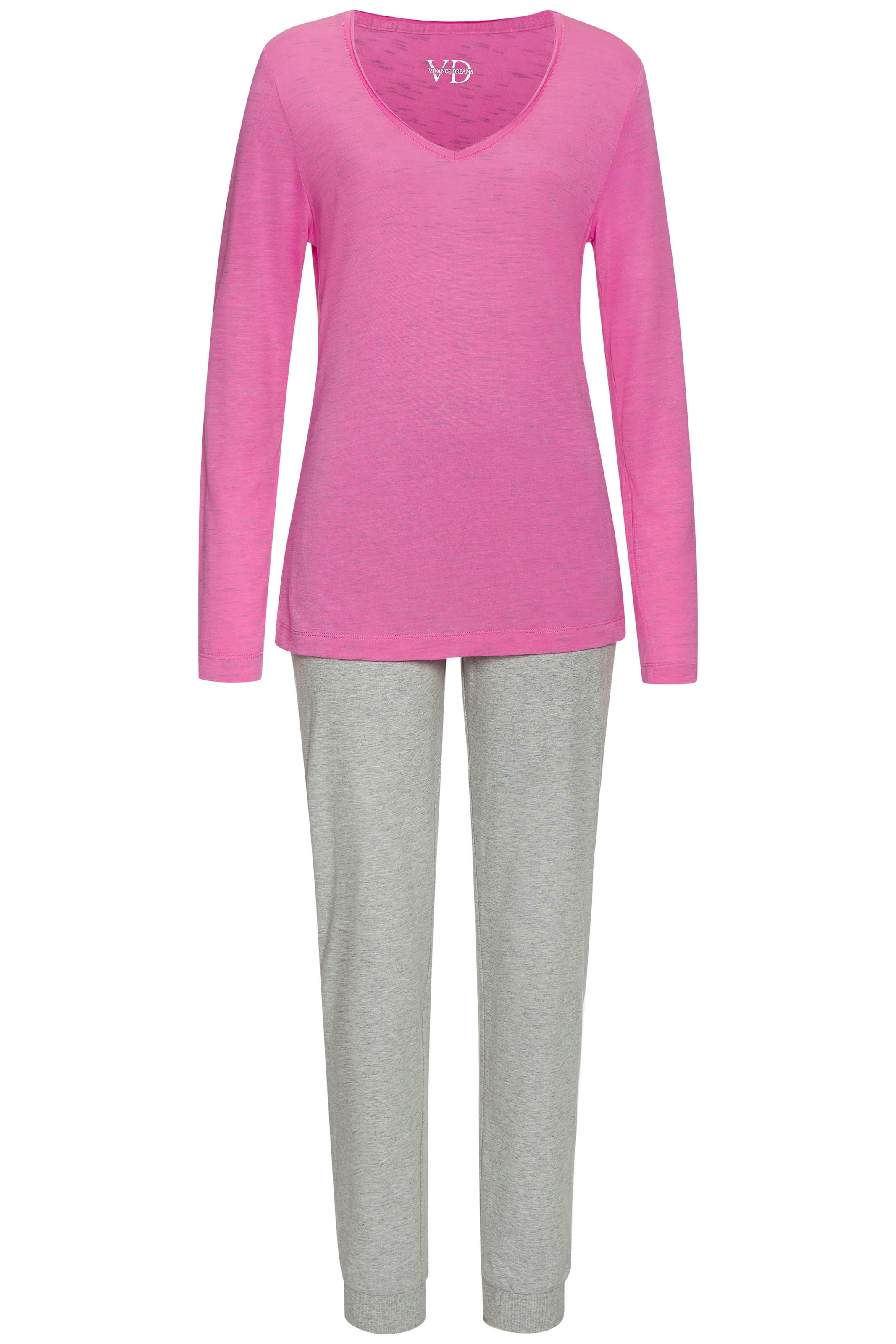 Vivance Dreams Pyjama, (2 tlg.), mit schönem Melangeeffekt