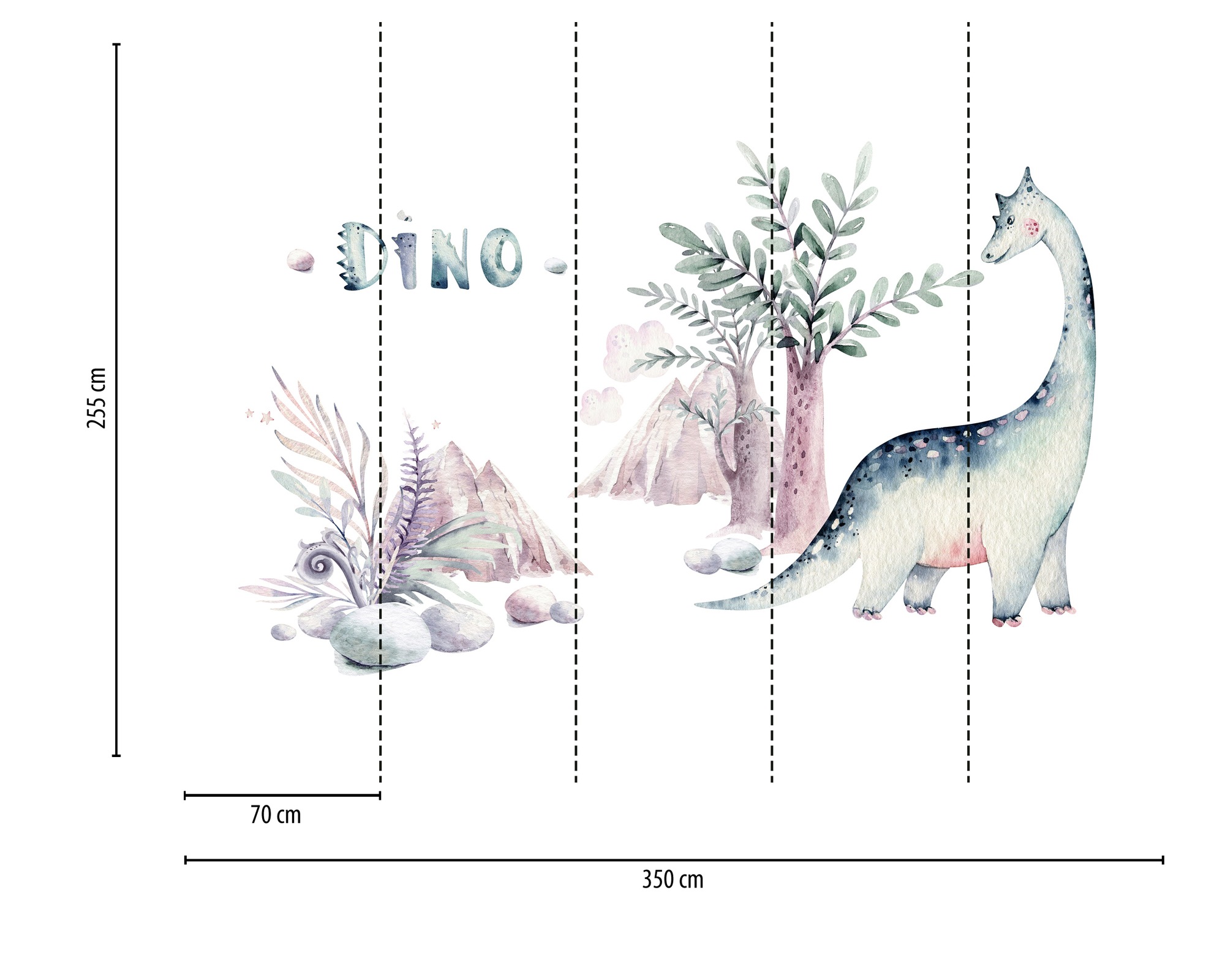 A.S. Création Vliestapete »Fototapete Dino Aquarell Pastell Kinderzimmer« matt strukturiert